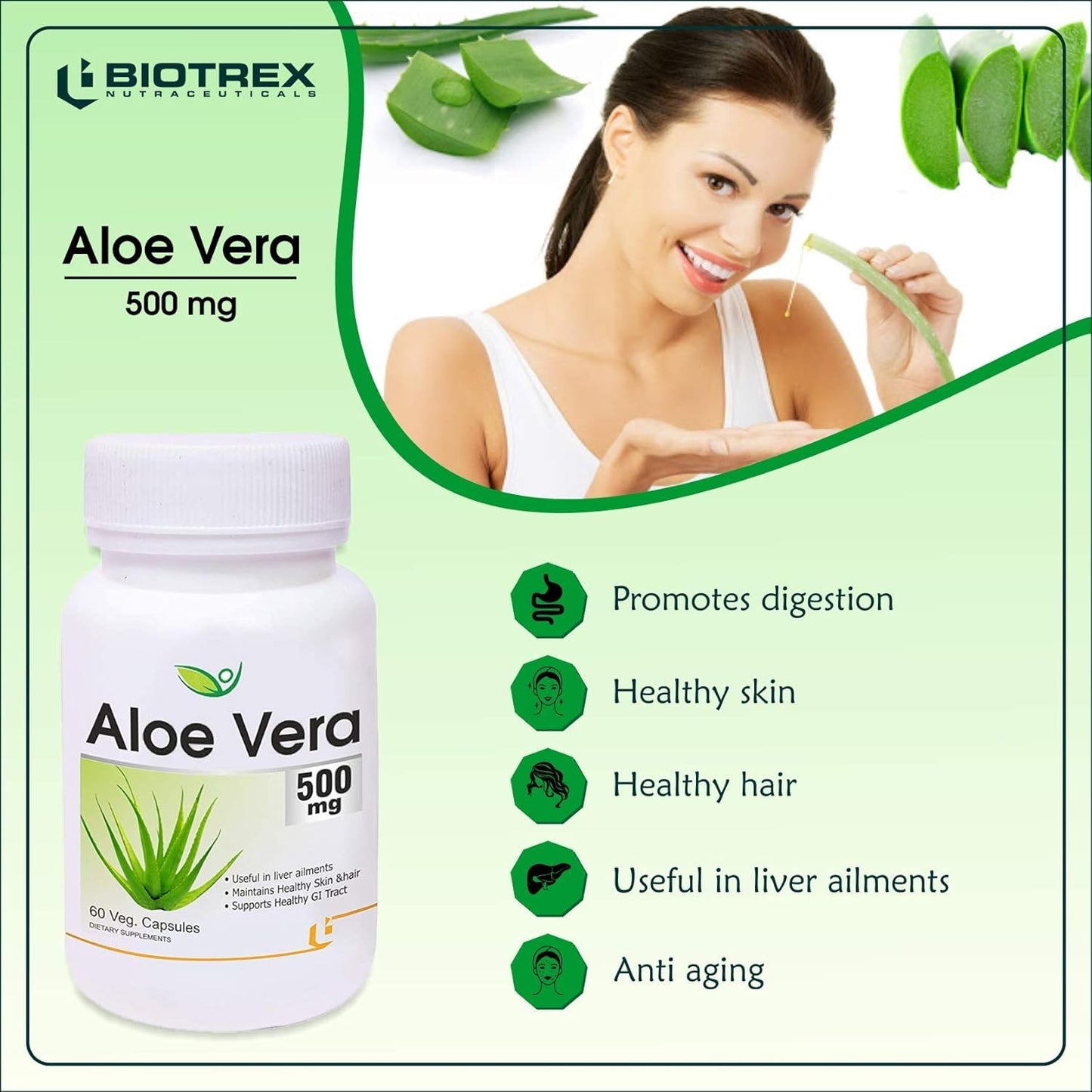 Generic Aloe Vera 500mg Capsule 60 Count