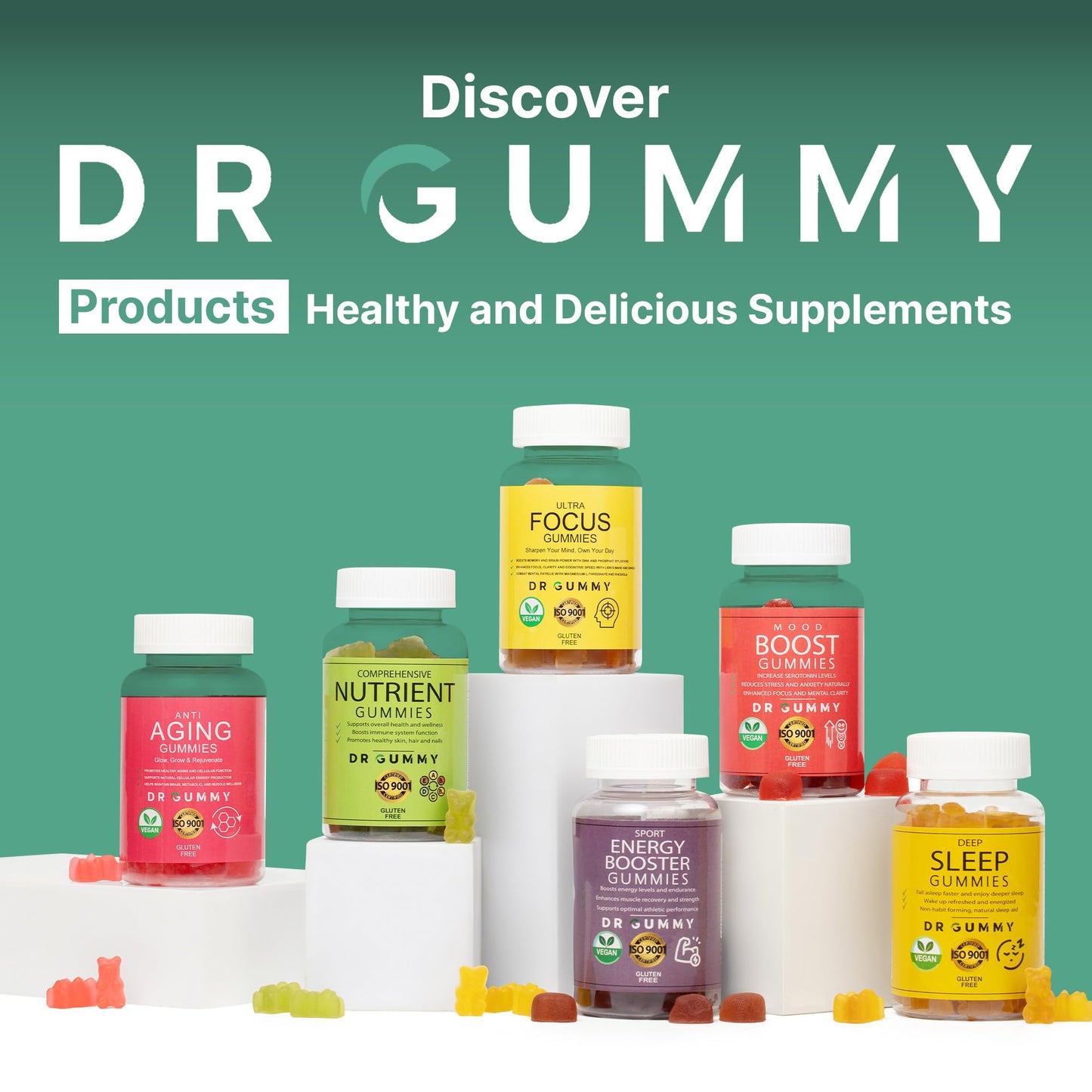 DR GUMMY Anti-Aging Gummies with Nicotinamide Riboside (NR) – NAD⁺ Support for Cellular Energy & Mitochondrial Health – Metabolism & Vitality Support – Strawberry Flavor, 60 Gummies