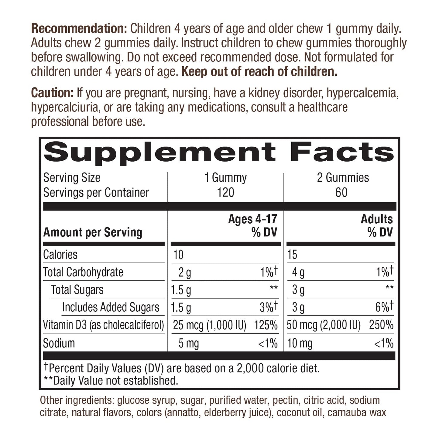 Nature's Way Vitamin D3 Gummy & Sambucus Adult Gummy Bundle, Gummy, 1 Bundle