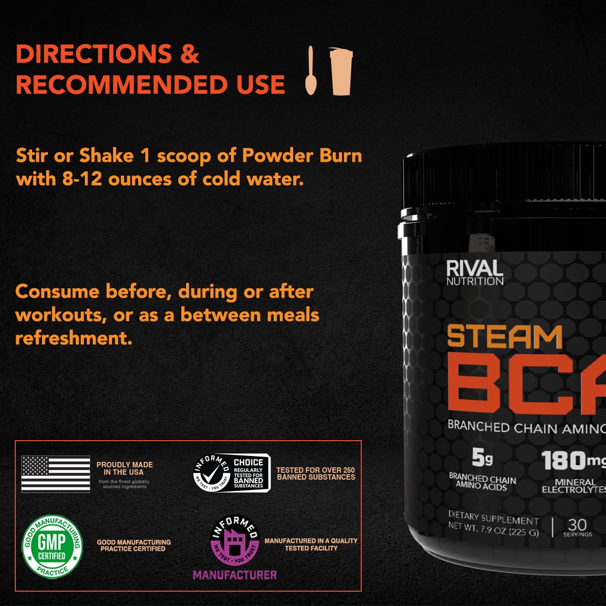 RIVAL NUTRITION Steam BCAA I Powder 7.9