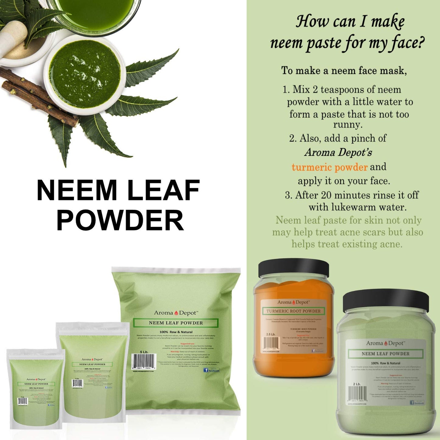 Aroma Depot Neem Leaf Powder 16 oz