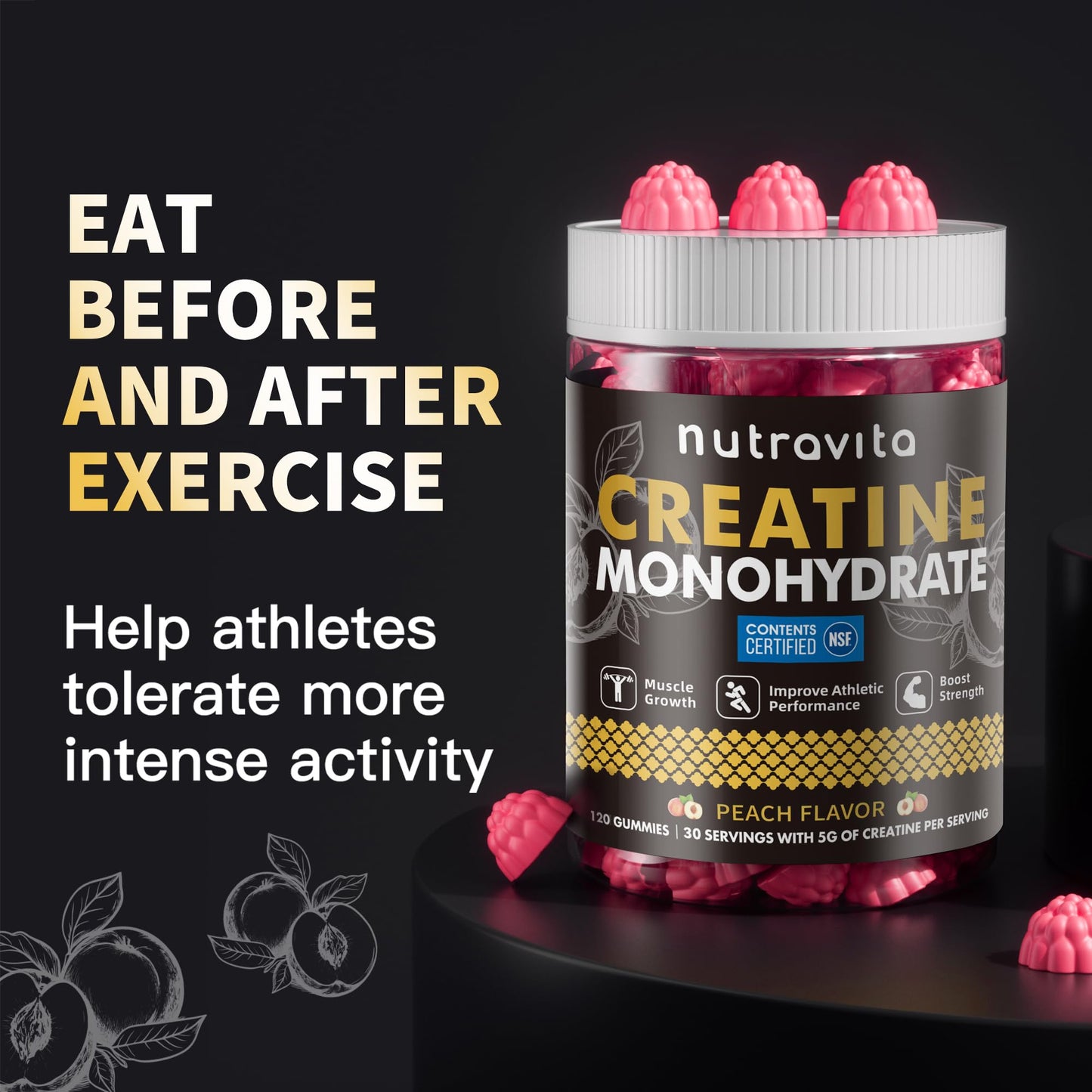 Nutravita Creatine Monohydrate Gummies 120 Count