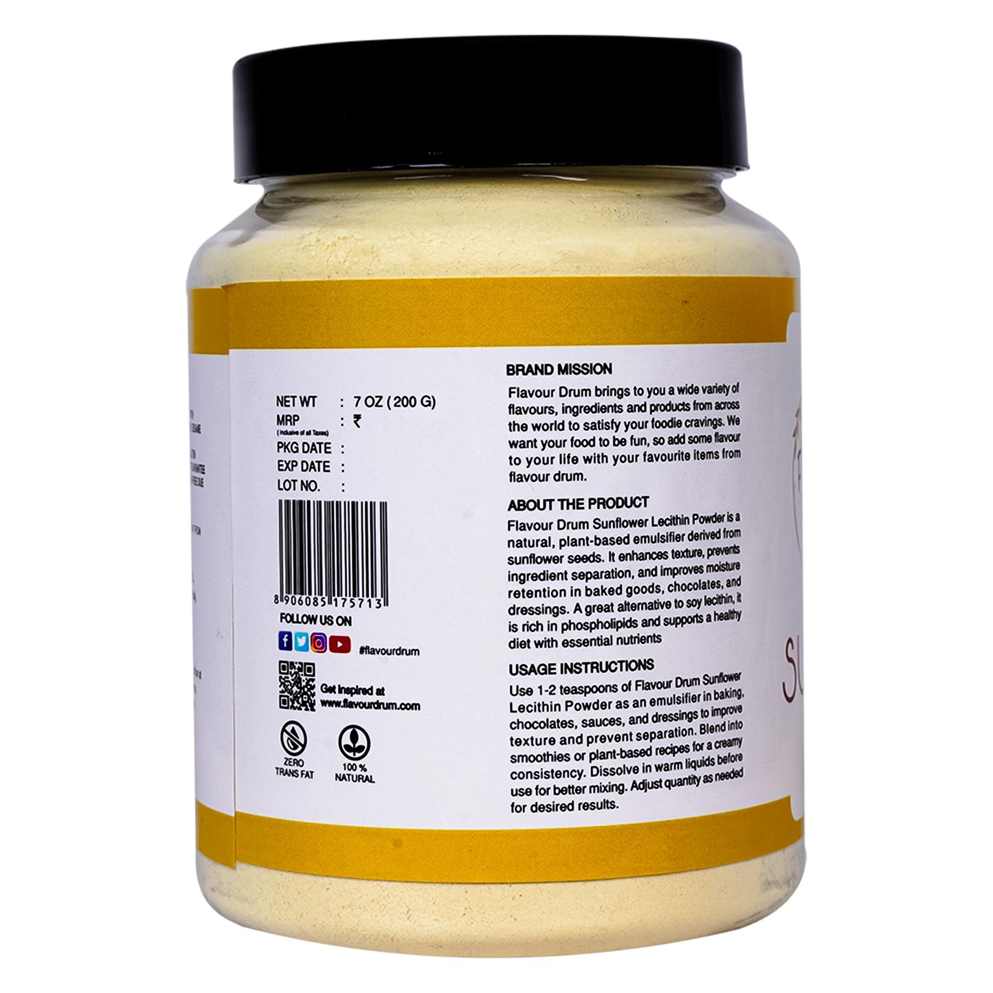 Flavour Drum Sunflower Lecithin Powder 7 oz