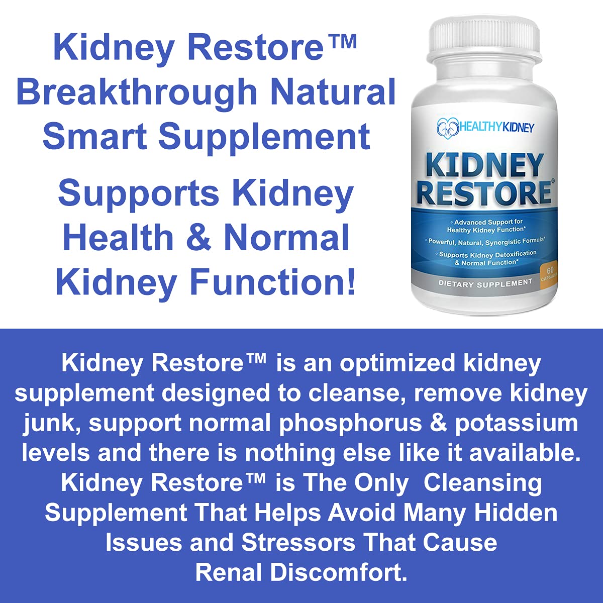 Kidney Restore Natural Kidney Cleanse to Support Kidney Function and Detox Capsule 180