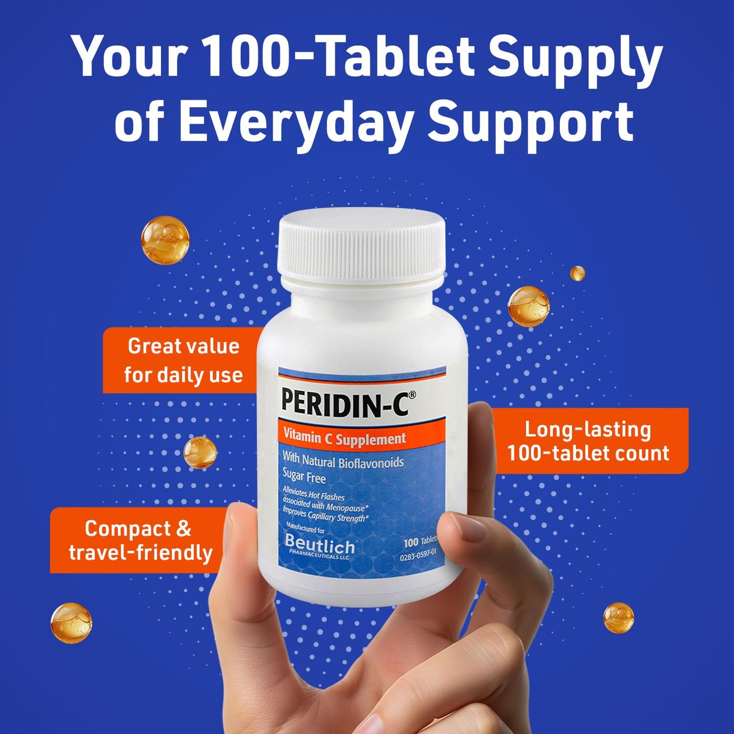 BEUTLICH Peridin-C Vitamin C Supplement, Citrus Bioflavonoids Blend, 100 Tablets