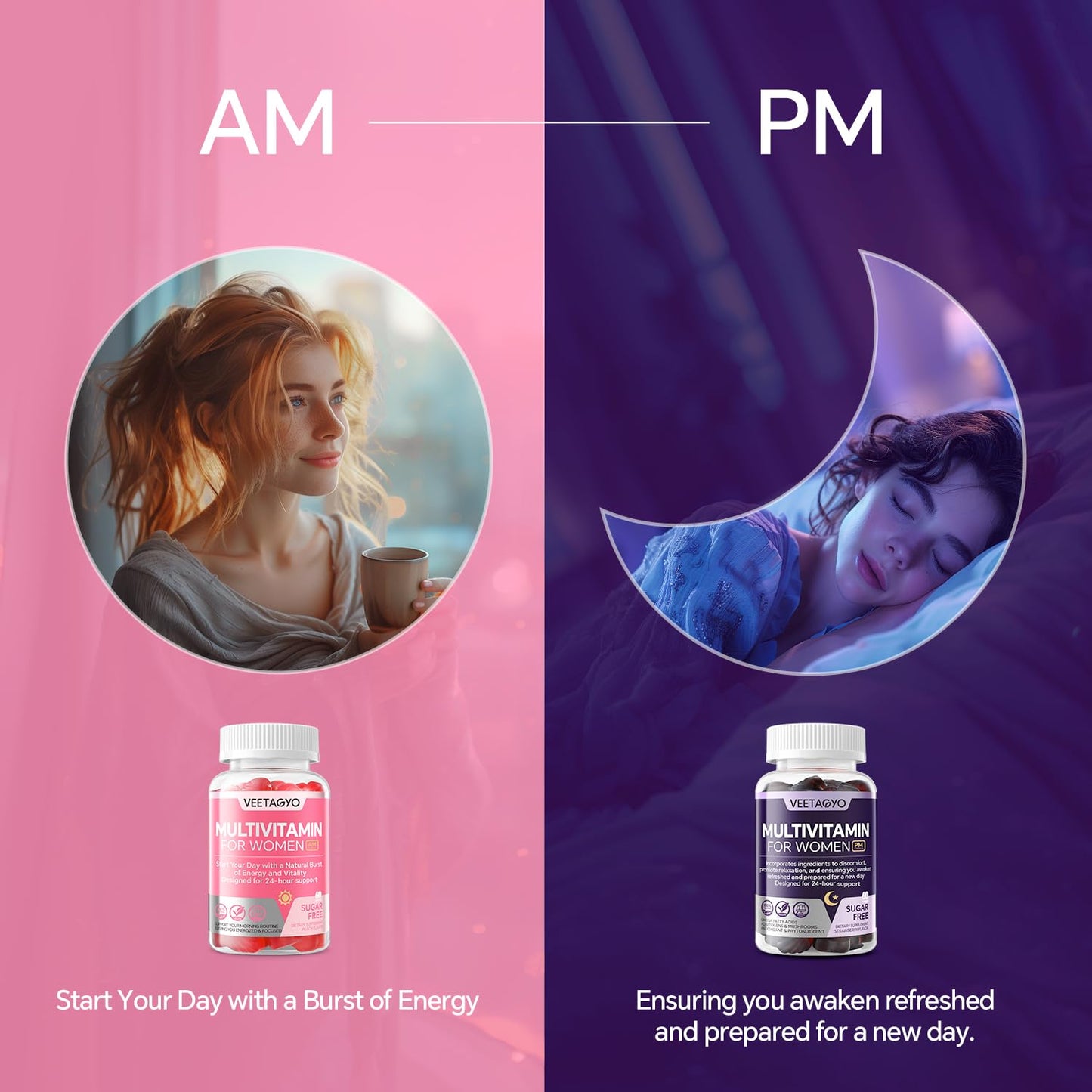 VEETAGYO Multivitamin for Women AM & PM Gummy 120 Count