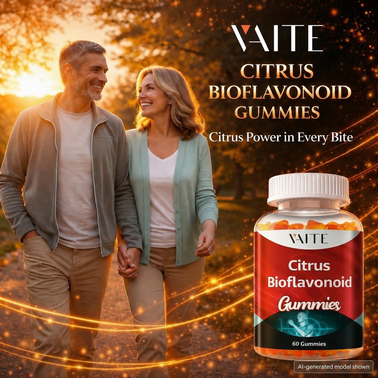 VAITE Citrus Bioflavonoid Complex Supplement 1000mg Gummies, 60 Count