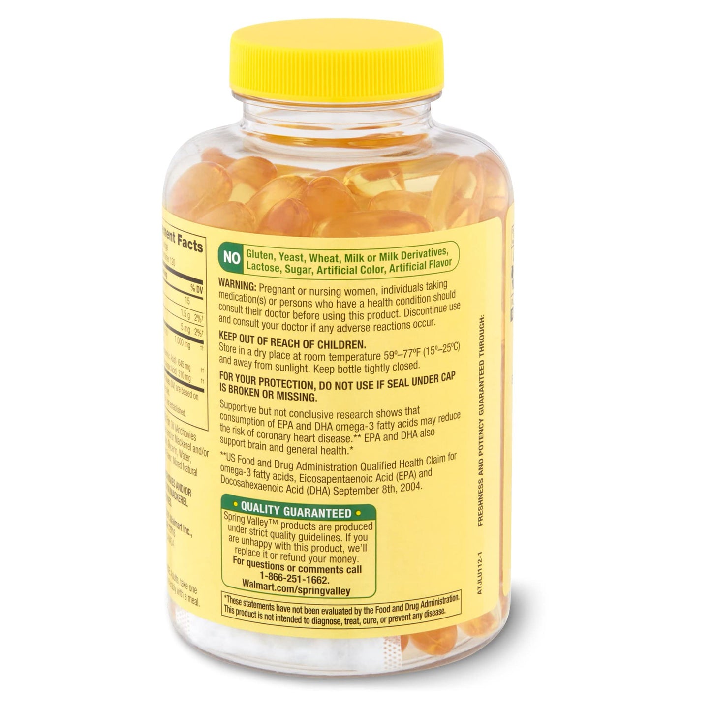 LUAL Omega-3 Fish Oil Heart & Brain Health Dietary Supplement Softgels, 120 Count