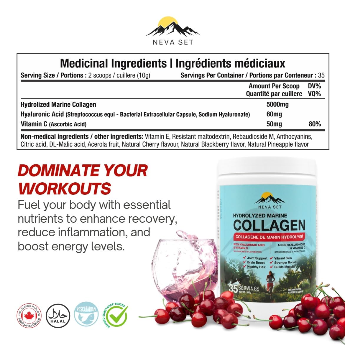 Neva Set Hydrolyzed Marine Collagen with Hyaluronic Acid & Vitamin C Powder 12.5