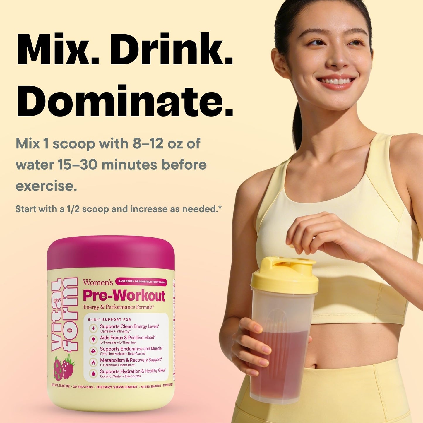 VitalForm Women's Pre Workout Powder 10.05 Ounce