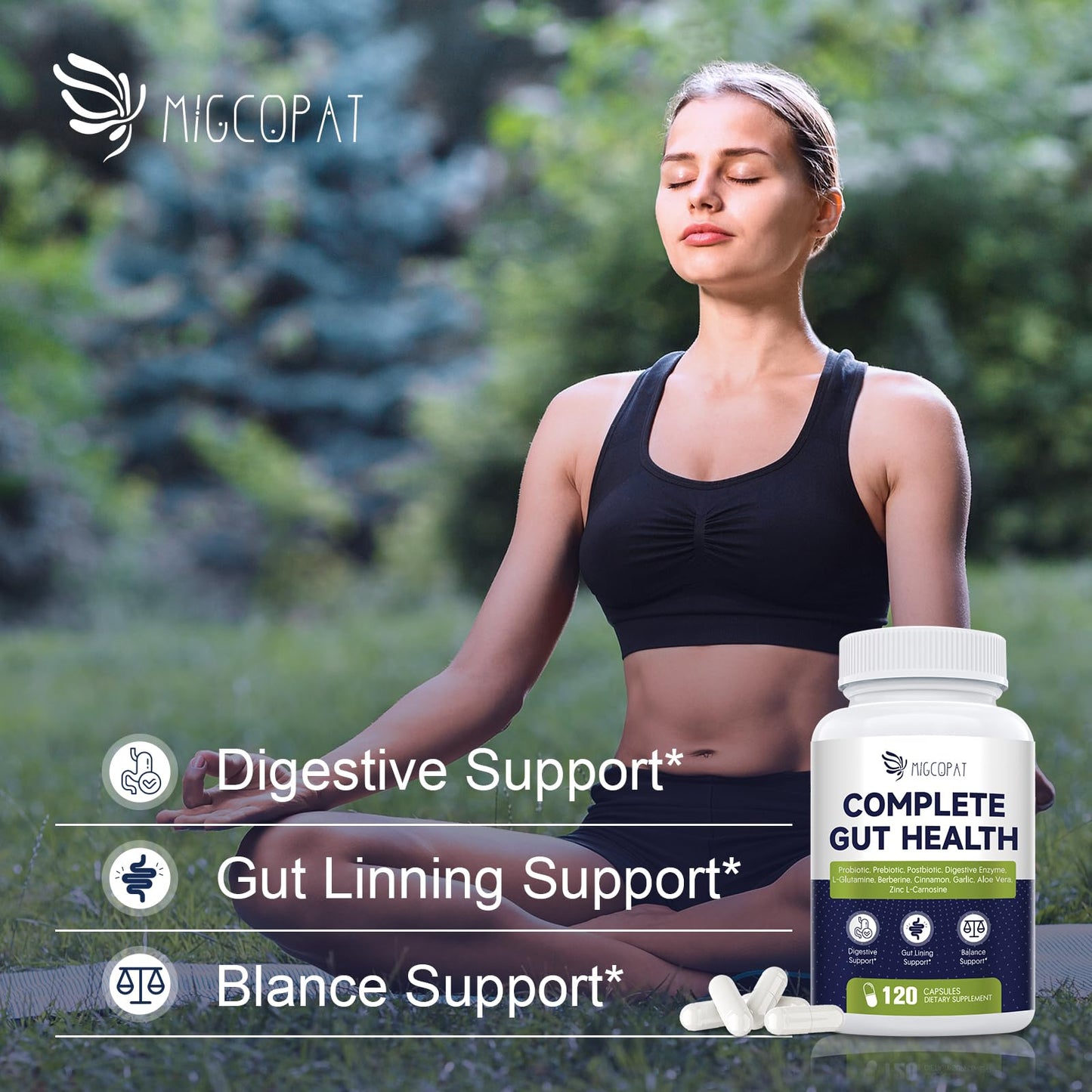 Migcopat 10G Fiber Gummies + Complete Gut Support Capsules, 210 Count