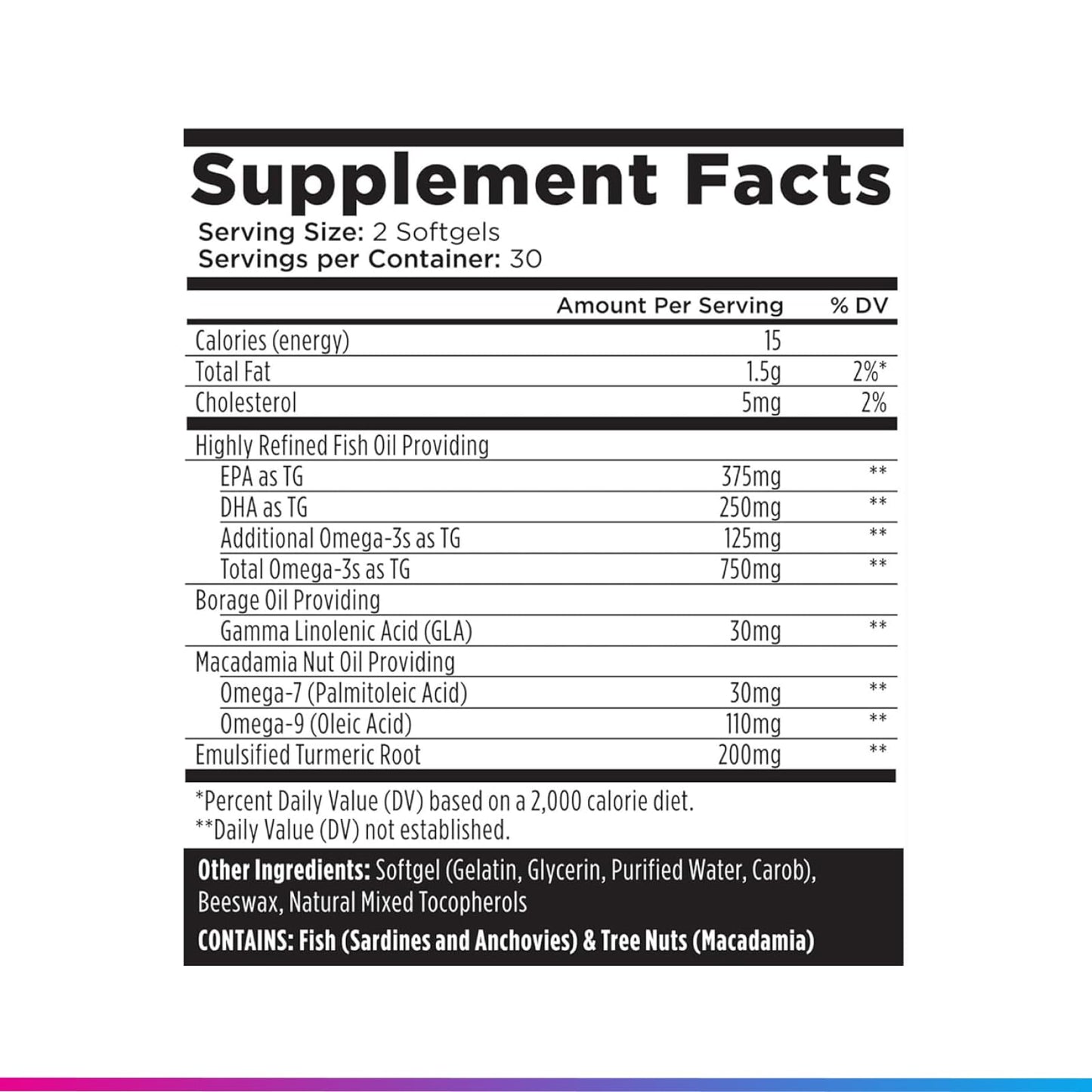 Livingood Daily Omega 3 6 9 Plus Turmeric Curcumin Supplement Softgels 60