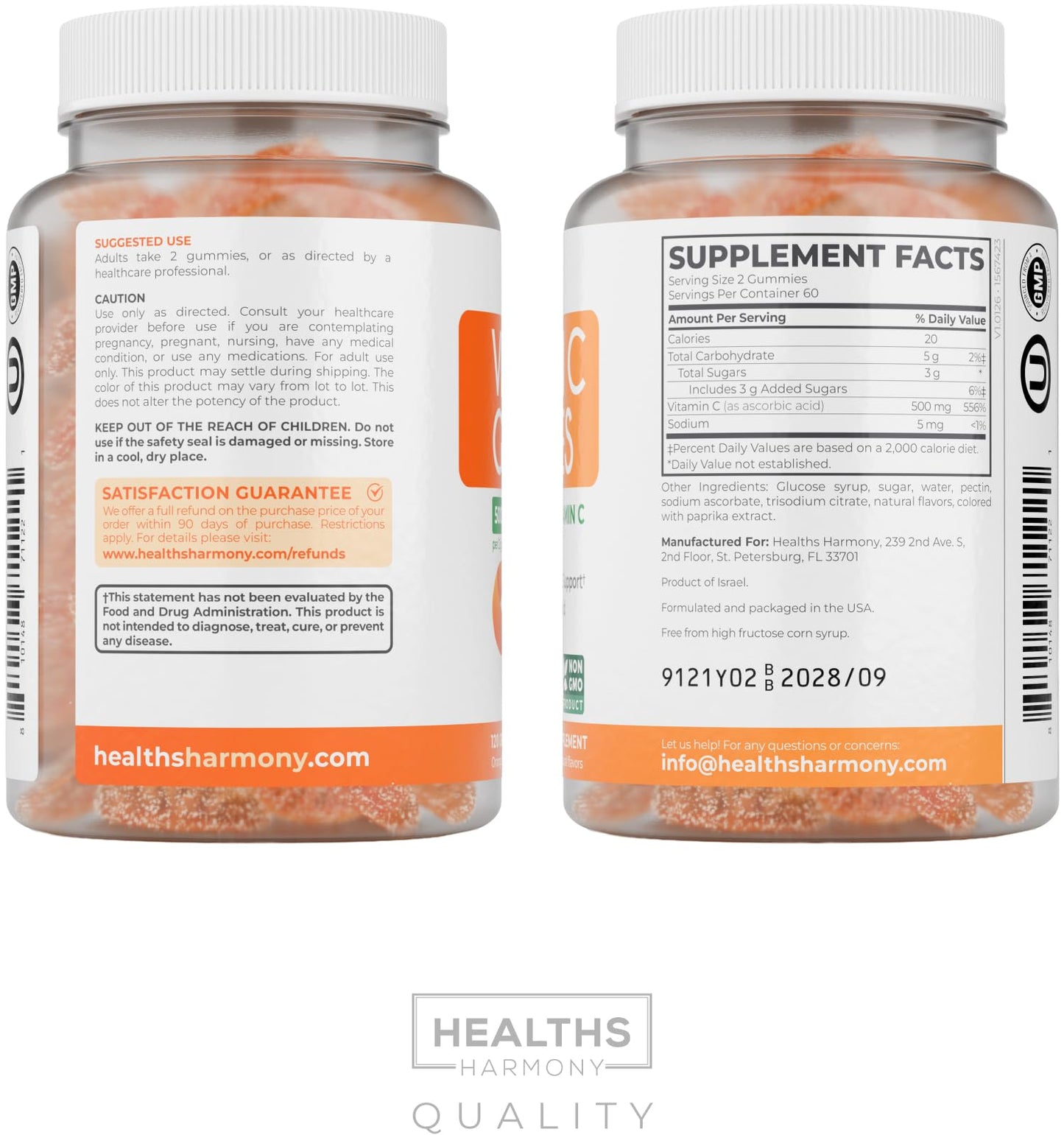 Healths Harmony Vegan Vitamin C Gummies for Adults - 60 Count