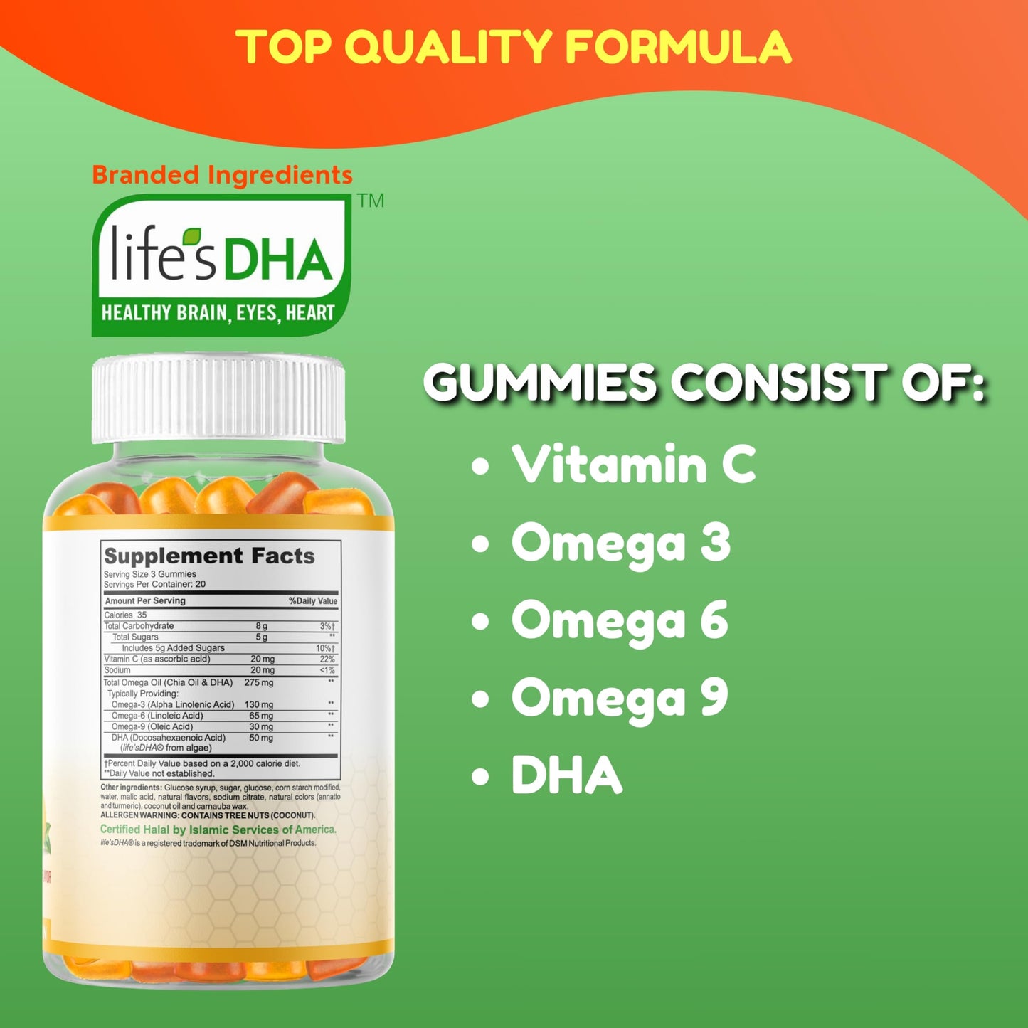 SHIFAA NUTRITION Vegan Omega 3 Gummies Gummy 60 Gummies