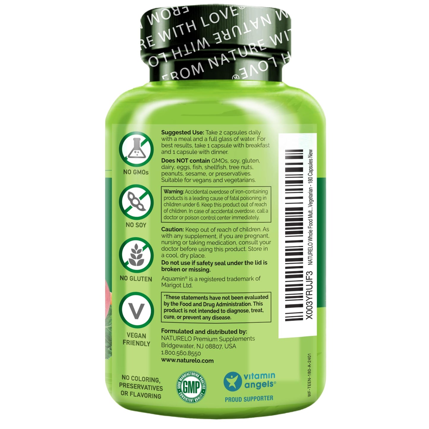 NATURELO Multivitamins for Teenage Girls/Boys, 180 Capsules