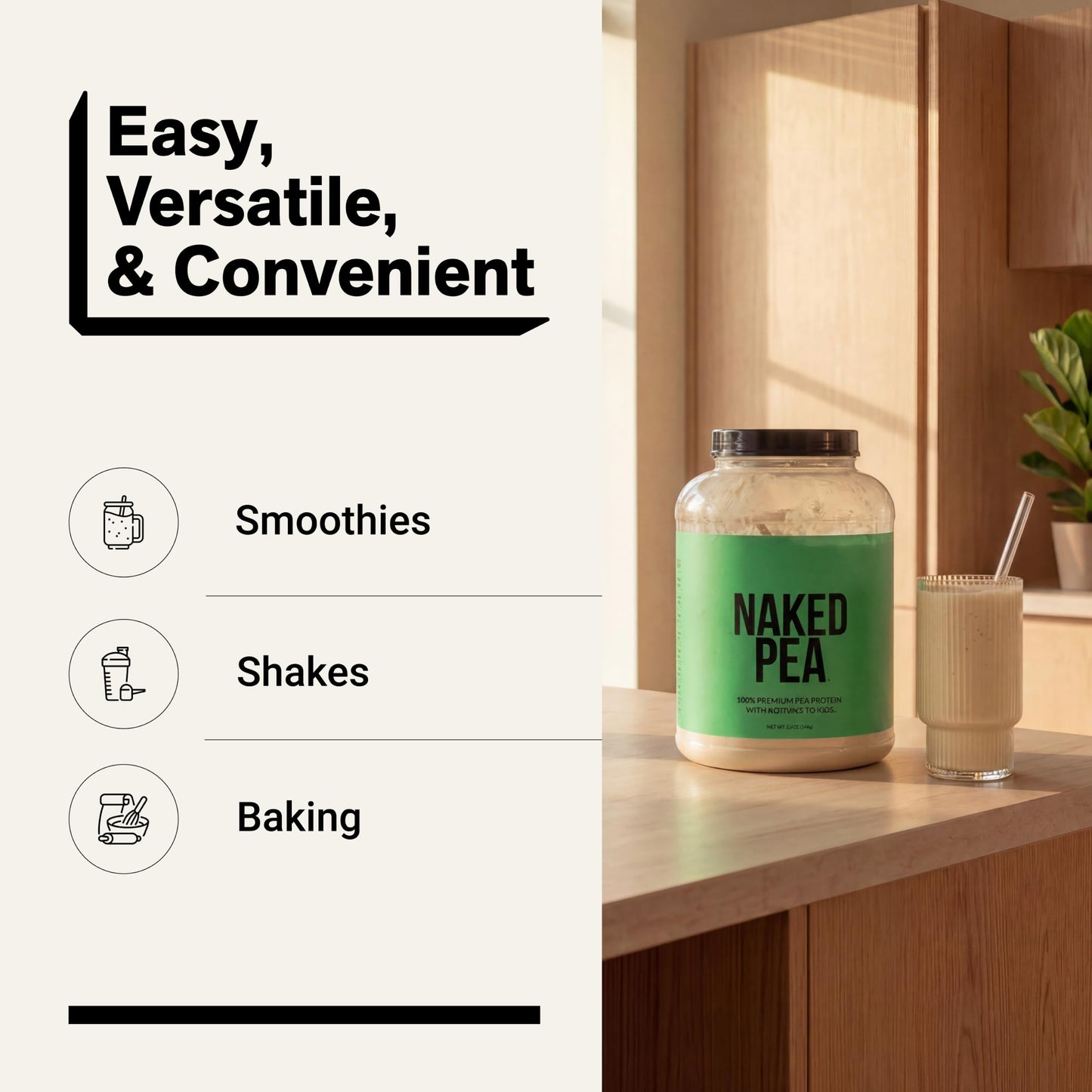 NAKED Pea Protein Powder, 5 lb, 80 Servings