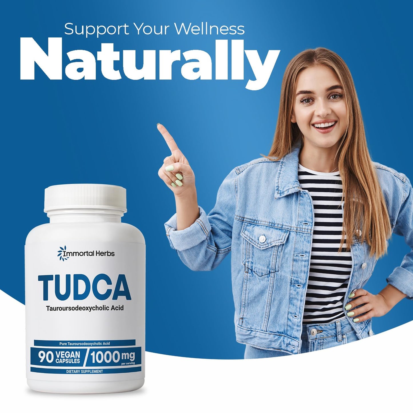 Immortal Herbs TUDCA Supplement 1000mg Capsules 90 Count