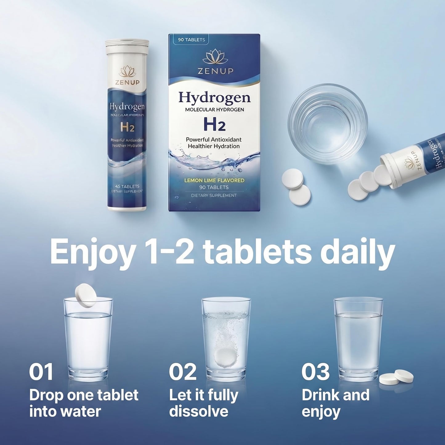ZenUP Hydrogen Water Tablets 90 Tablets