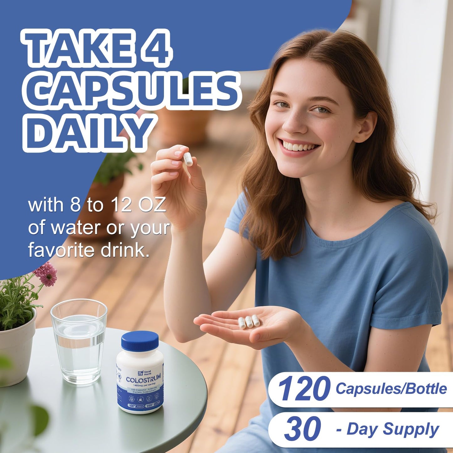SoundHealth Colostrum Supplement Capsules 120 Count
