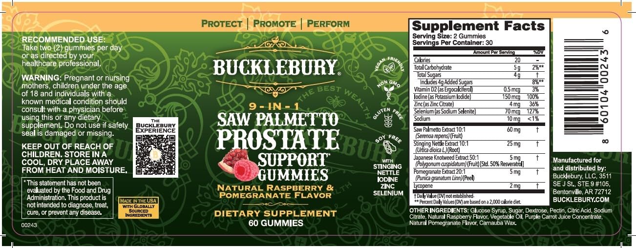 BUCKLEBURY Saw Palmetto 60 Gummies