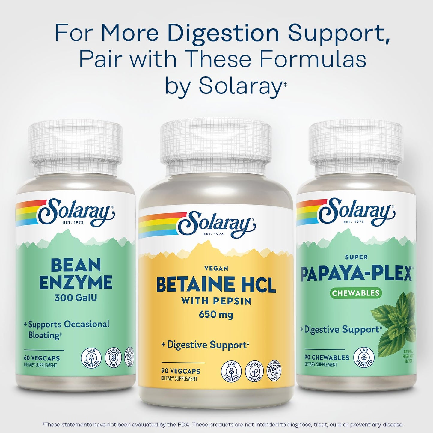 SOLARAY Vegan Betaine HCL with Pepsin Capsules 90