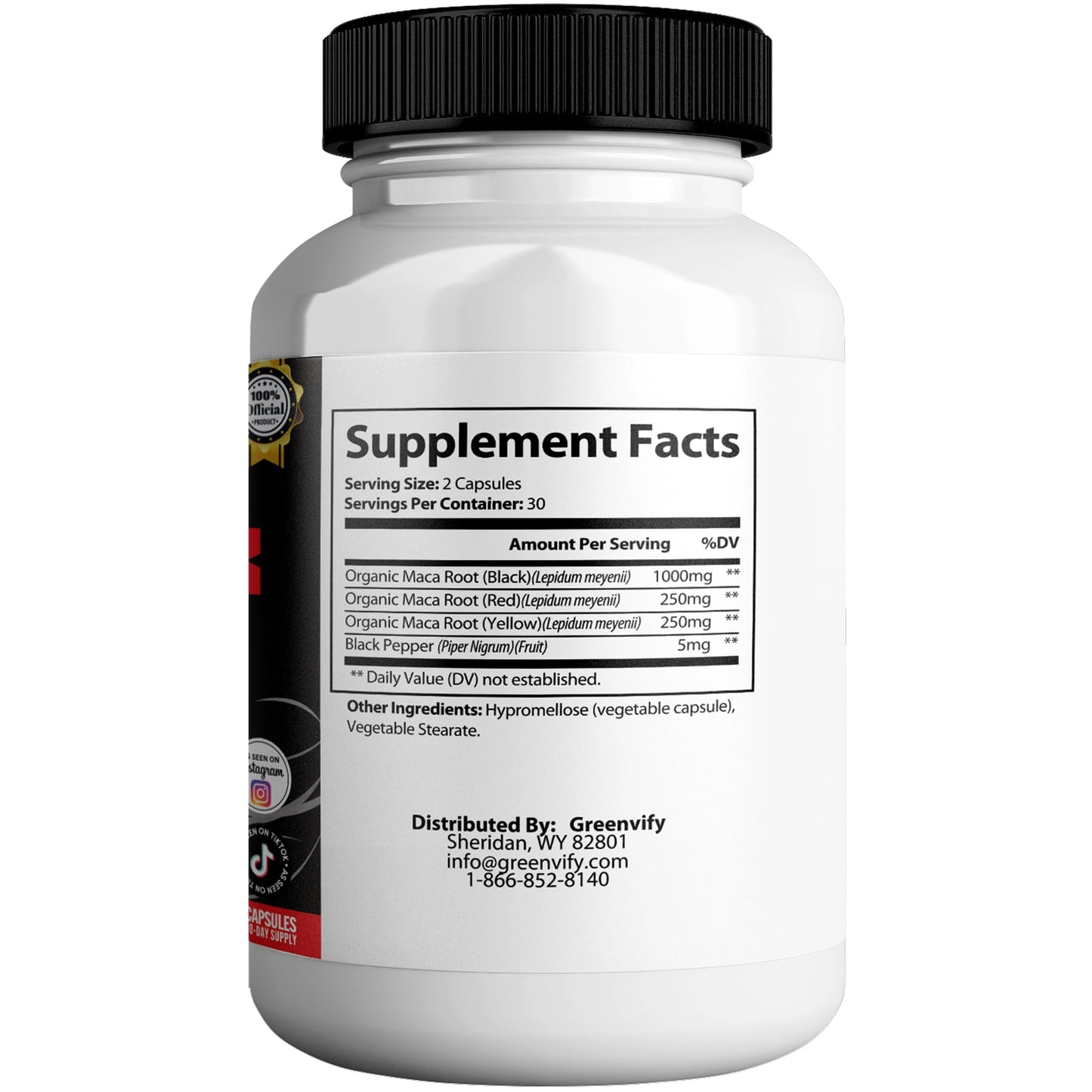 GREENVIFY StaminoX Max Dietary Supplement, Herbal Blend, Organic Maca Root, 60 Capsules