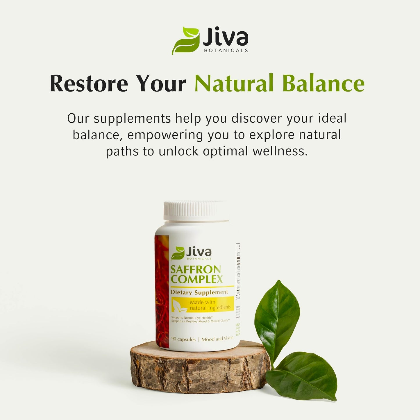 Jiva Botanicals Saffron Extract Capsules 88.5 mg with Turmeric & Black Pepper, Capsule, 90 Count