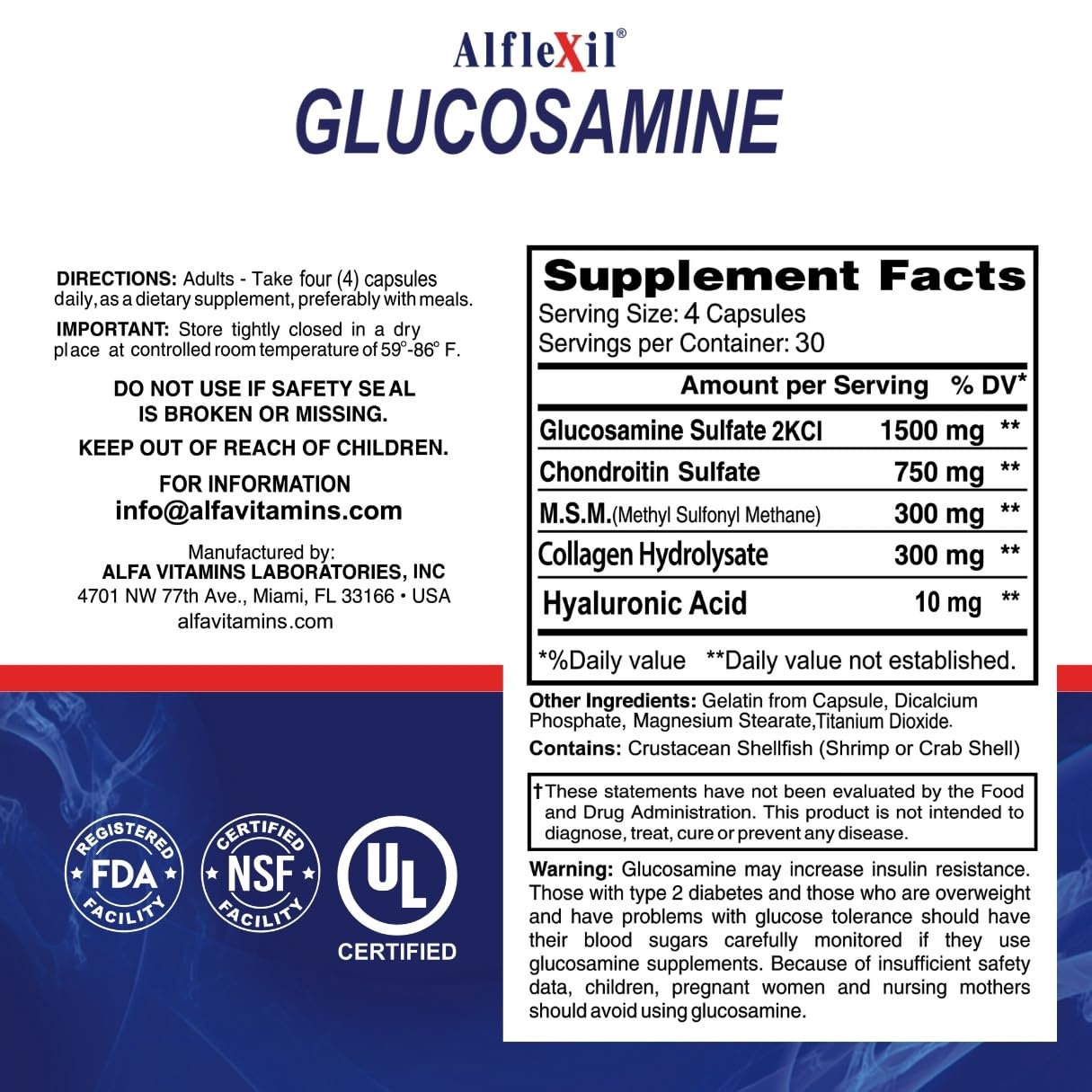 ALFLEXIL Glucosamine & Chondroitin Nutritional Supplement Capsule 240 Capsules