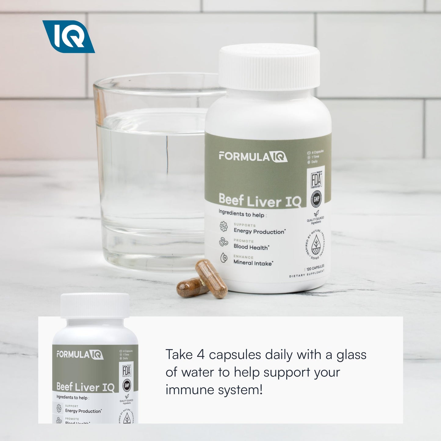 FIQ Beef Liver IQ Capsules, 120 Count