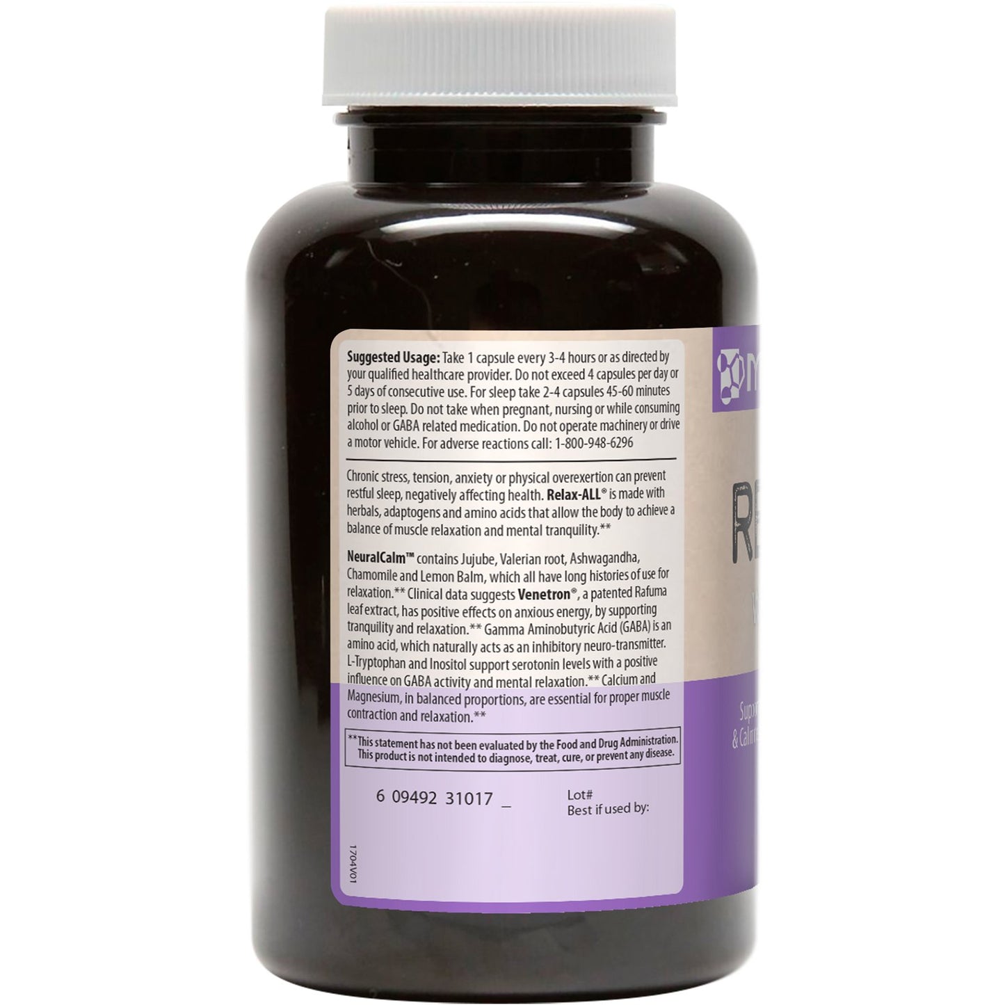 MRM Relax-All Dietary Supplement 60 Capsules