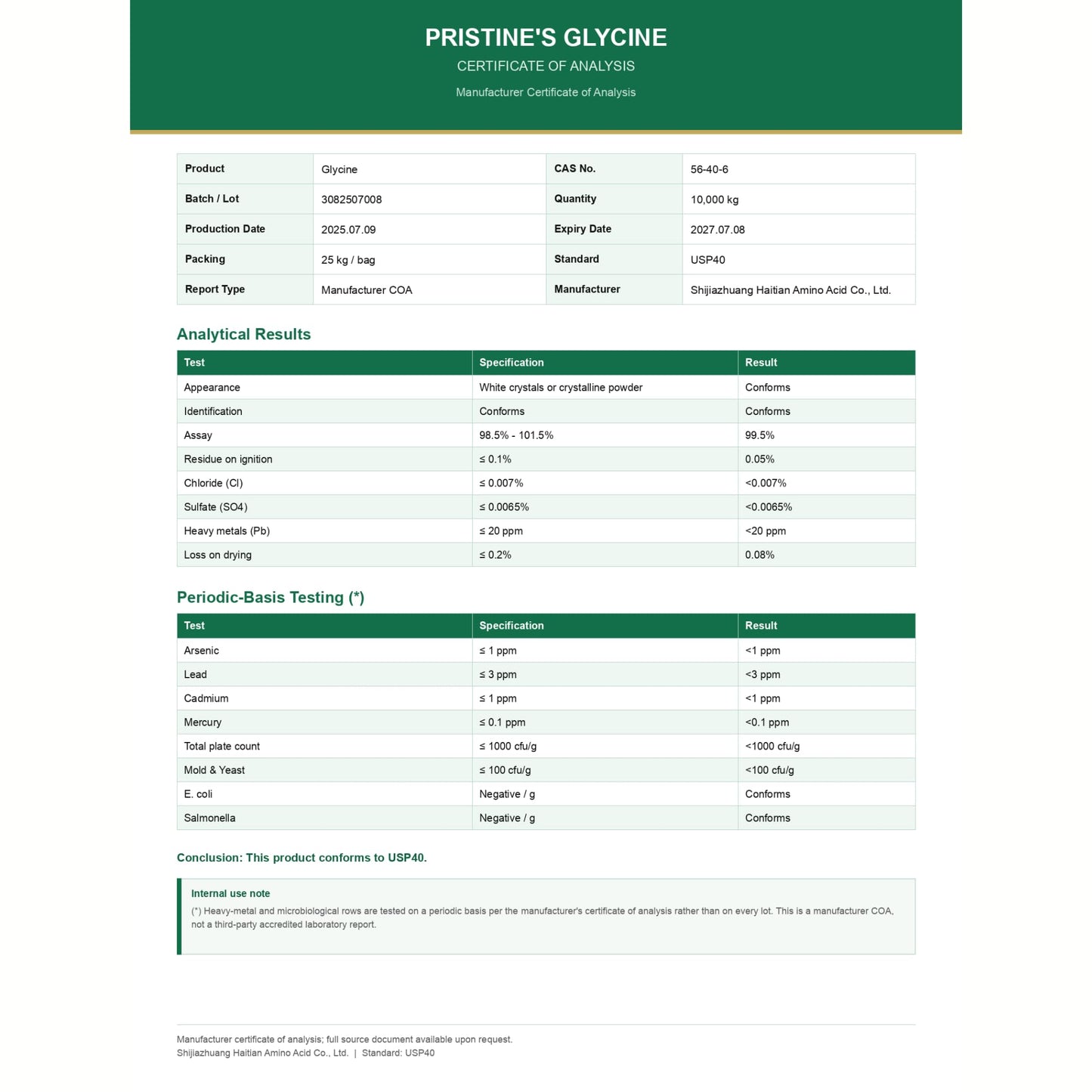 PRISTINE'S Glycine 1000mg Amino Acid, 120 Capsules