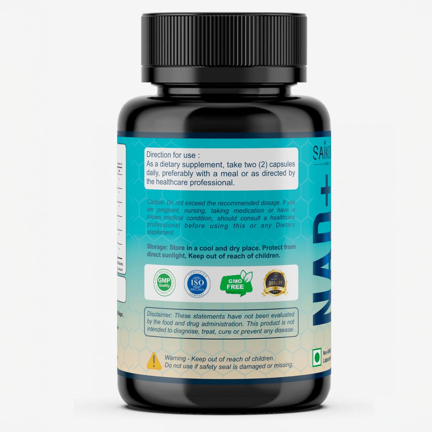 SAIKOU HERBS NAD+ Supplement 810mg with Nicotinamide Adenine Dinucleotide, Resveratrol, Quercetin, Coenzyme Q10, Fisetin and Black Pepper Capsule, 60 Count