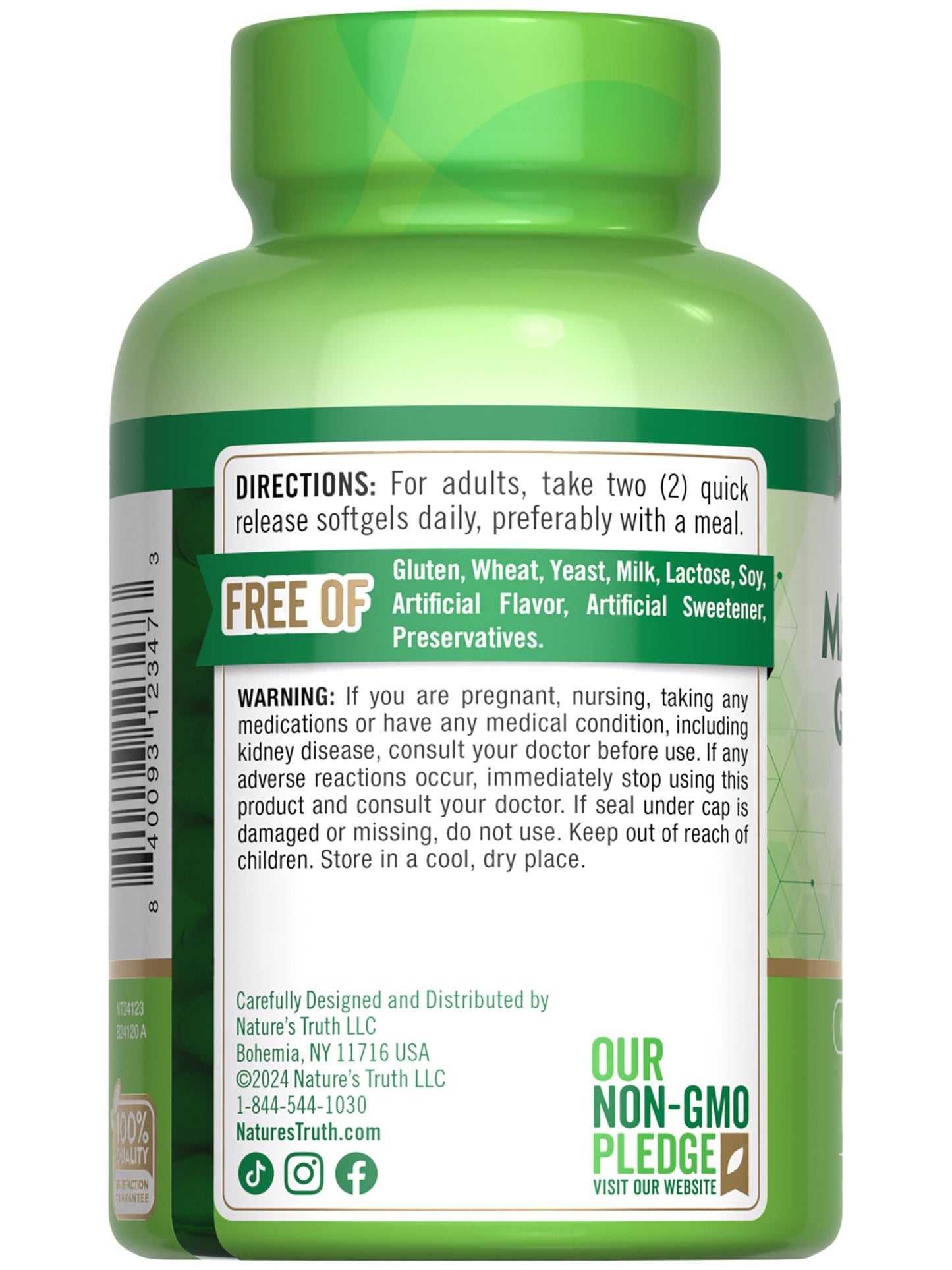 Nature's Truth Magnesium Glycinate 250mg Softgels, 60 Count