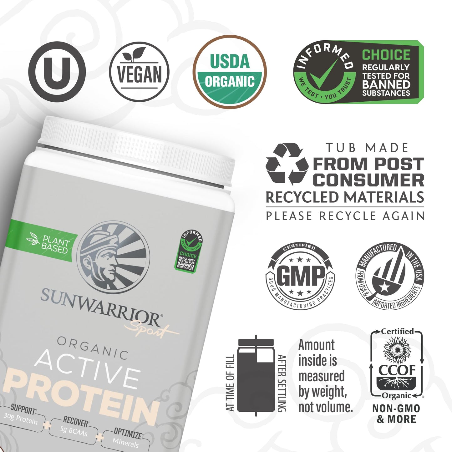 Sunwarrior Active Organic Protein Powder - Chocolate & Vanilla Variety Pack, Vegan, Non-GMO, Soy, Dairy & Gluten Free