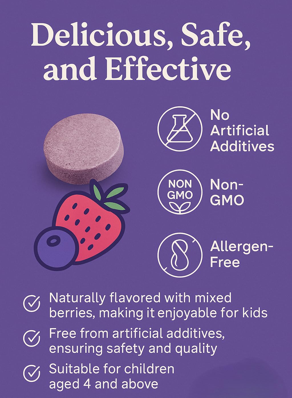 Raise Them Well Children’s Probiotic Chewable Gut Health Tablets for Kids, 60 Count