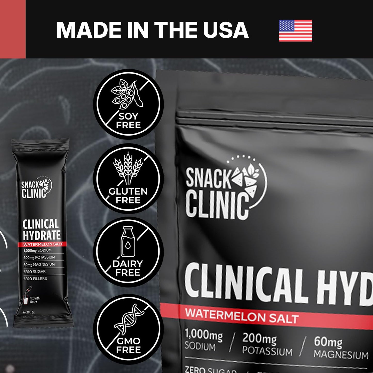 Snack Clinic Clinical Hydrate Electrolyte Powder Mix 30 Packs