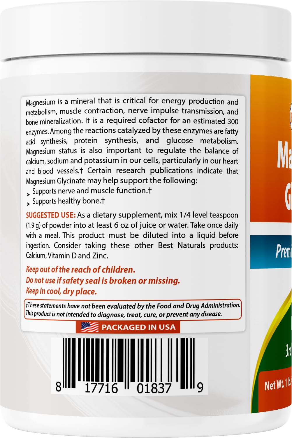 Best Naturals Magnesium Glycinate Powder 32 oz