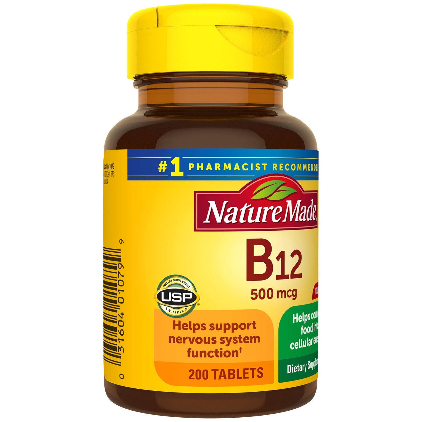Nature Made Vitamin B12 500 mcg Tablets, 200 Count