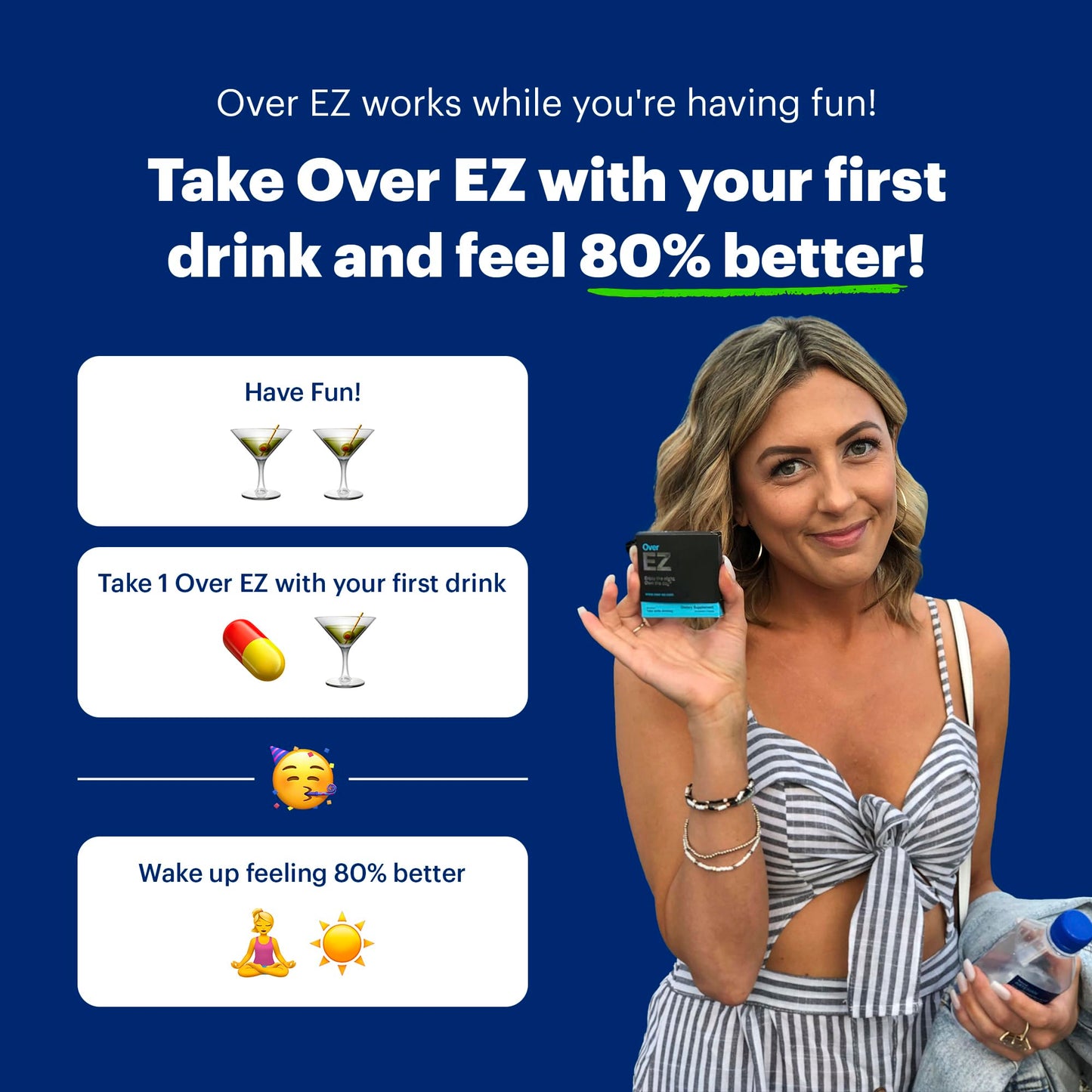 OVER EZ Pre-Drink Supplement Capsule, 30 Servings