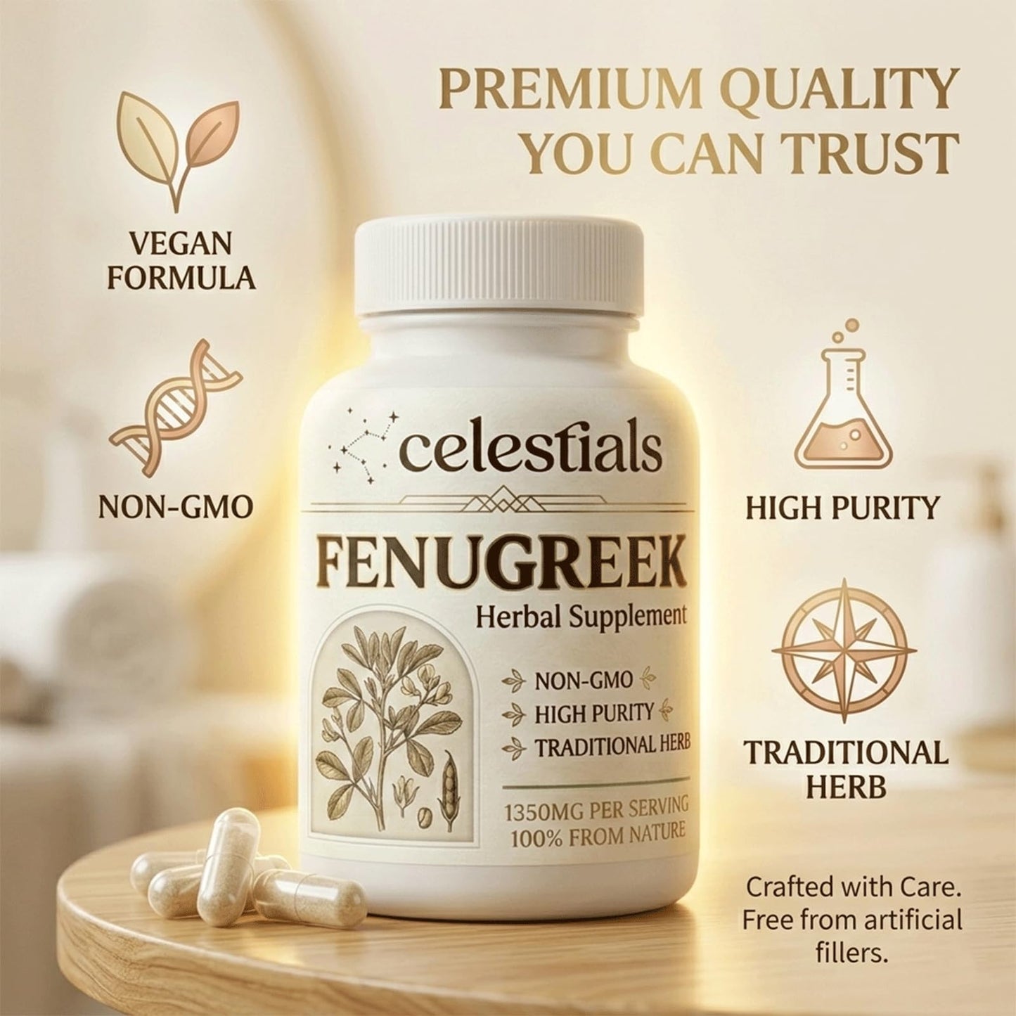 XRFOHCE Celestials Fenugreek Capsule, 60-Count