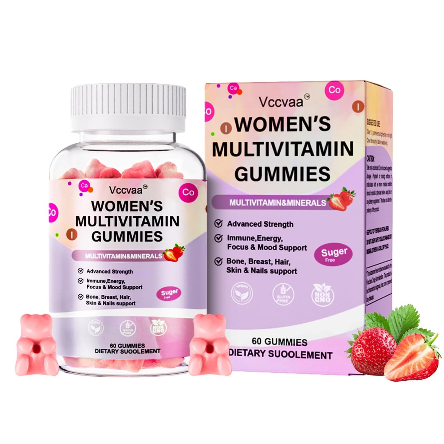 Vccvaa Magnesium Complex 700mg – 12-in-1 Sugar Free Multivitamin Gummies, 180 Count
