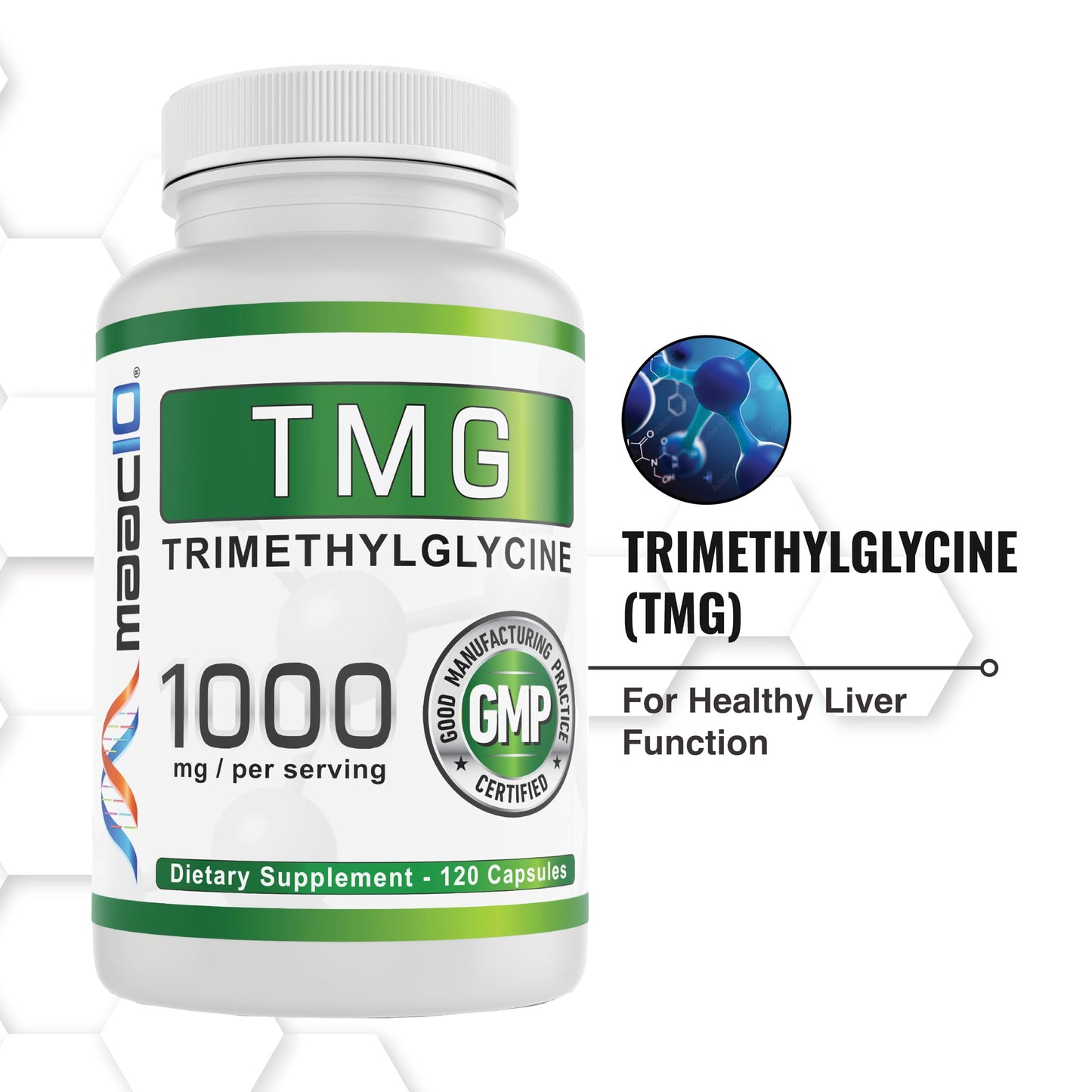 MAAC10 TMG 1000 mg NSF Certified Supplement for Healthy Aging, 120 Capsules