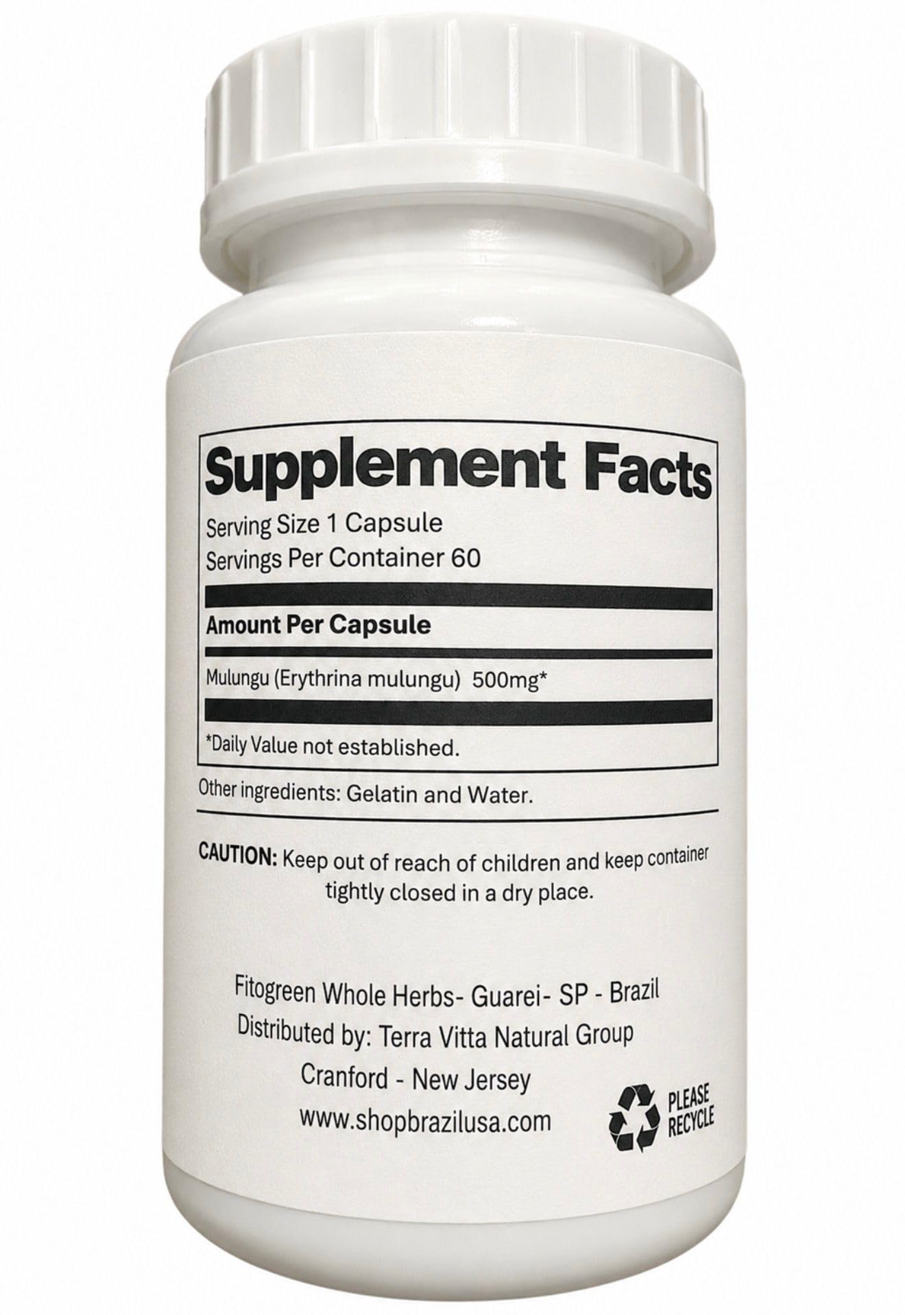 Fitogreen Mulungu (Erythrina Mulungu) 500 Mg Capsule, 60 Count