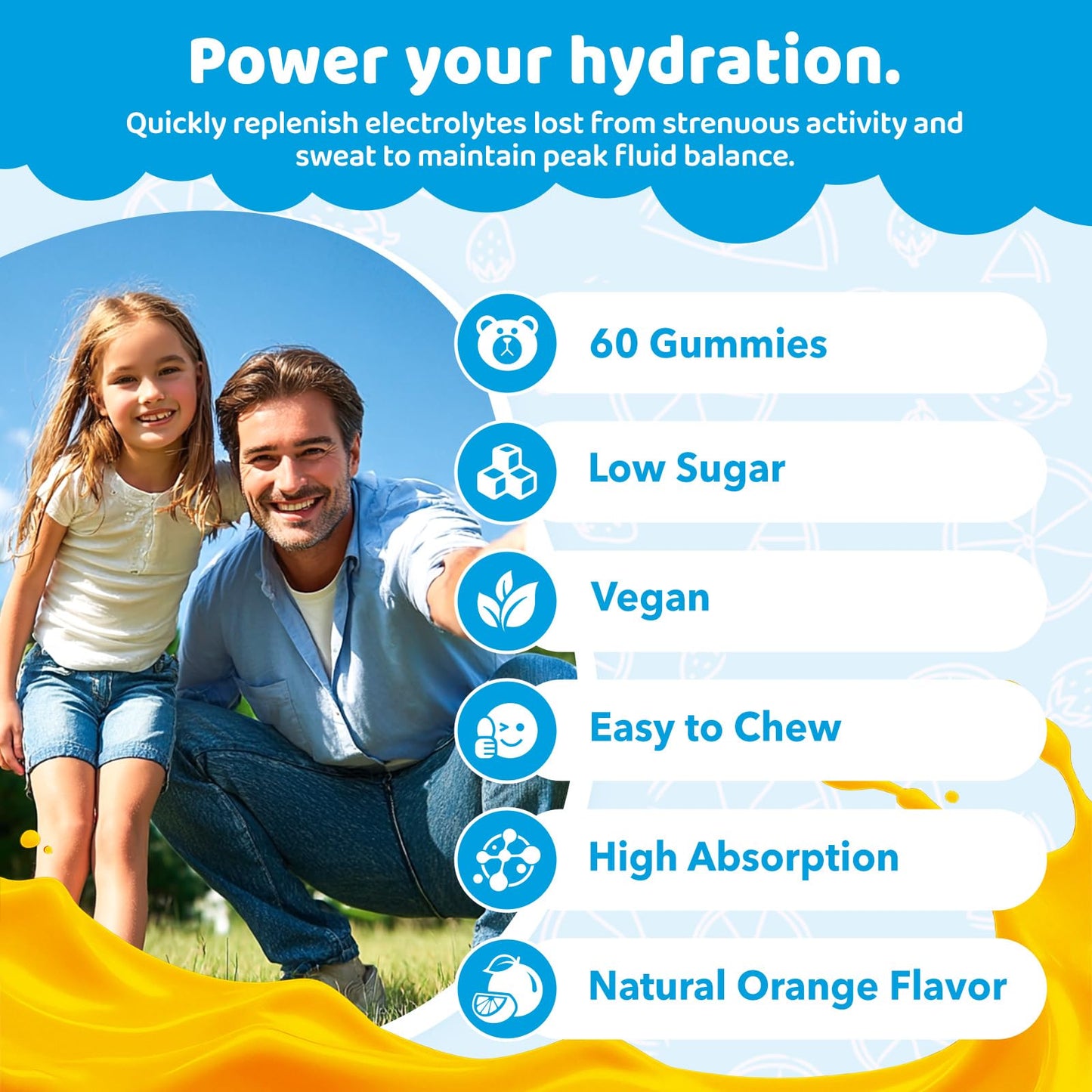NATISLAND Electrolyte Gummies for Hydration Gummy 60 Chews