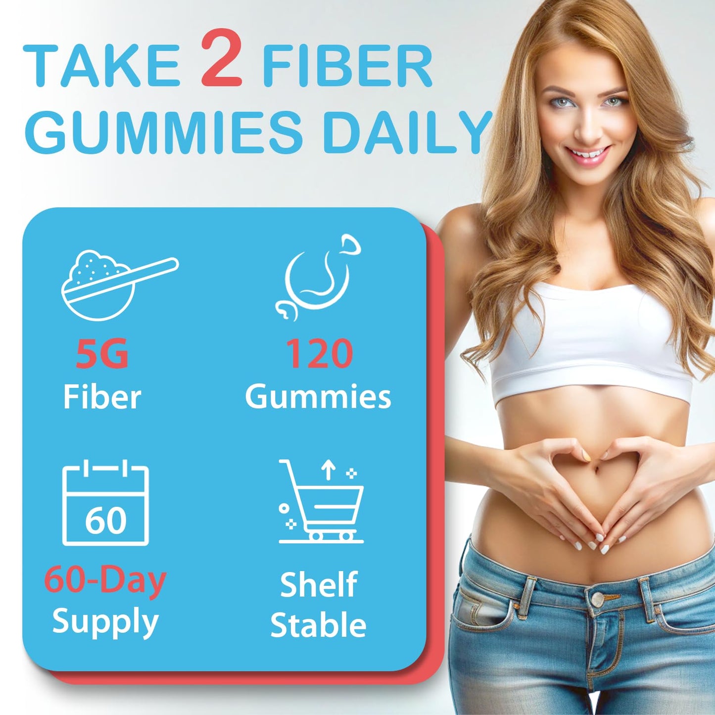 Euapeark Fiber Gummies for Adults, Sugar Free Probiotics & Prebiotic Fiber Gummy 120 Count