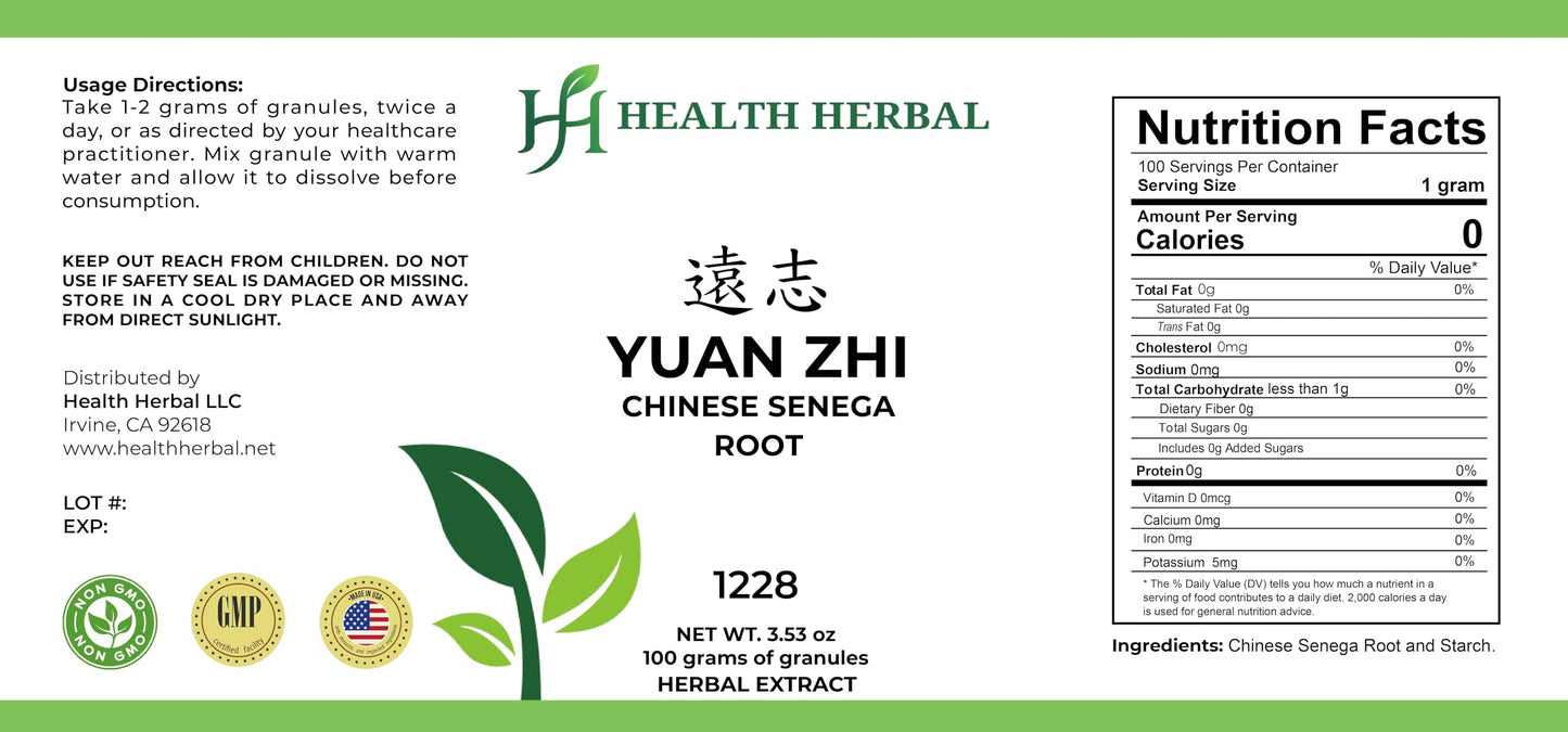 Health Herbal Yuan Zhi/Thinleaf Milkwort Root Powder, 3.53 Ounces