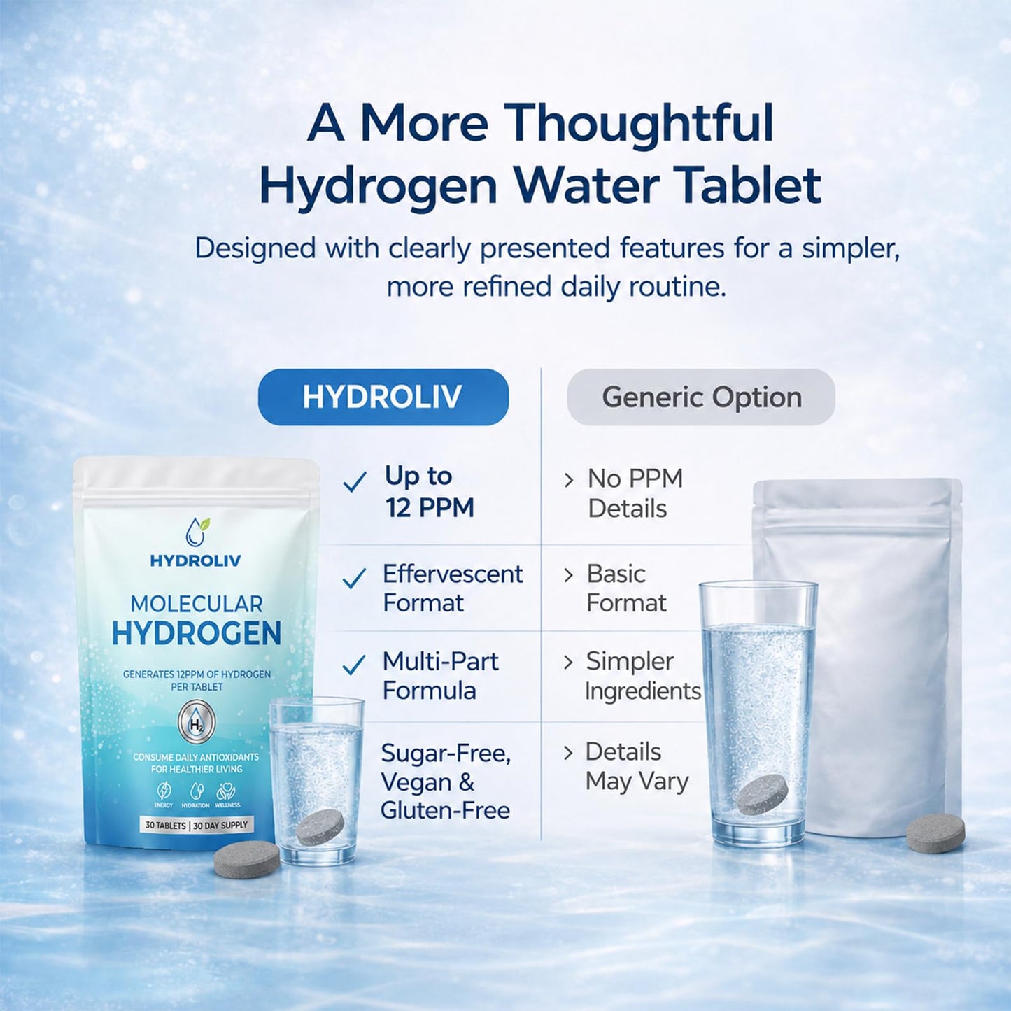 Hydroliv Hydrogen Water Tablets, 30 Tablets