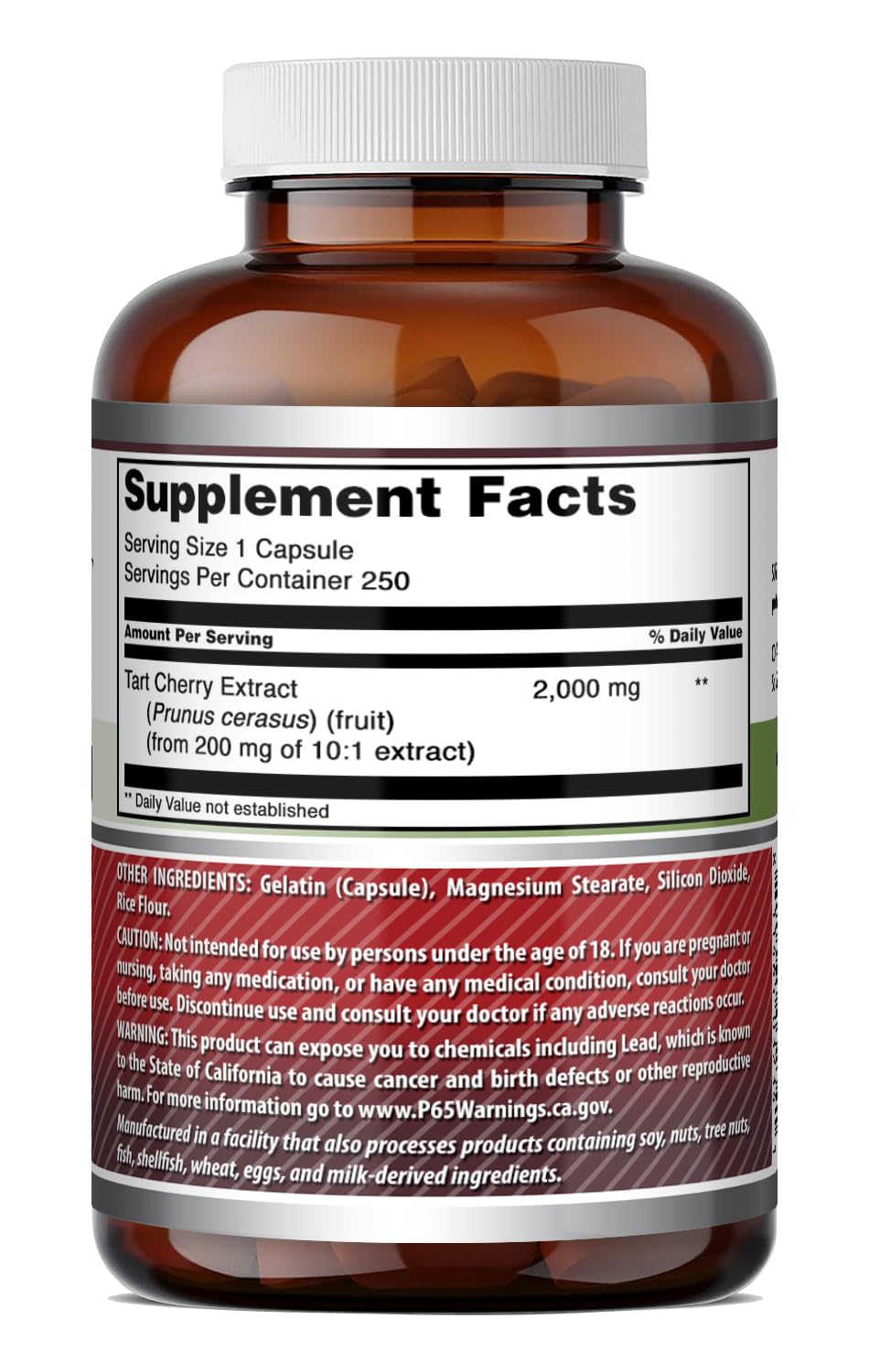 Amazing Nutrition Tart Cherry Supplement Capsules 250 Count