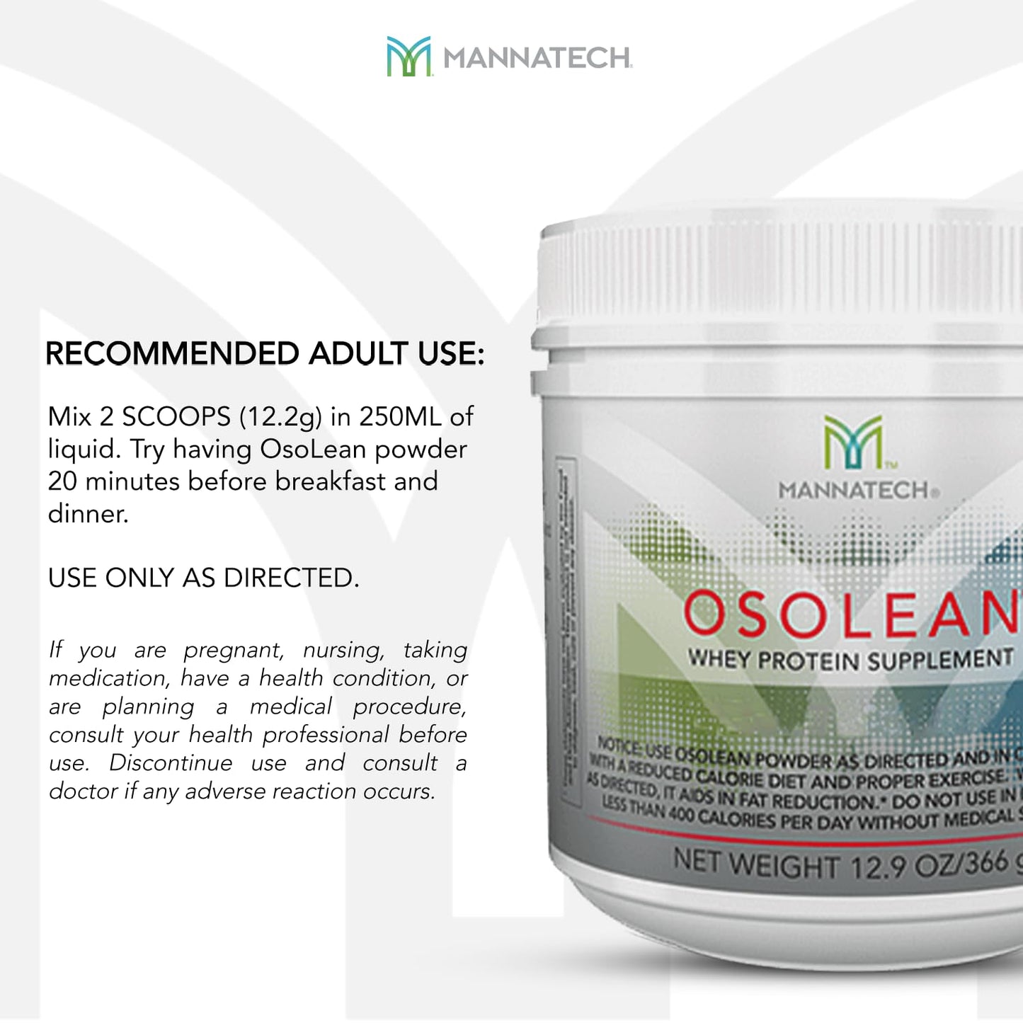 Mannatech Protein Powder OsoLean Canister 12.9 oz