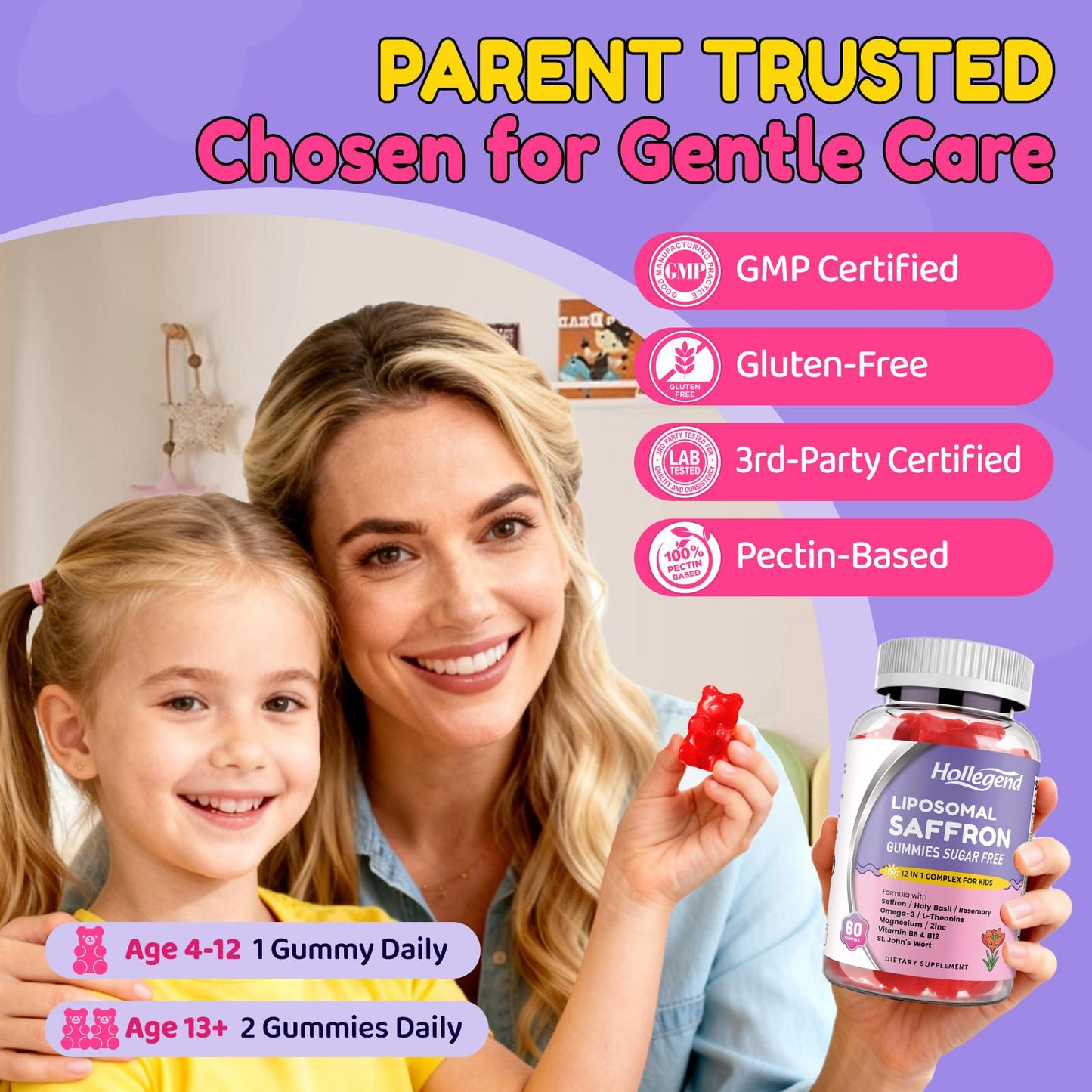 HOLLEGEND Saffron Gummies for Kids Gummy, 120 Chews
